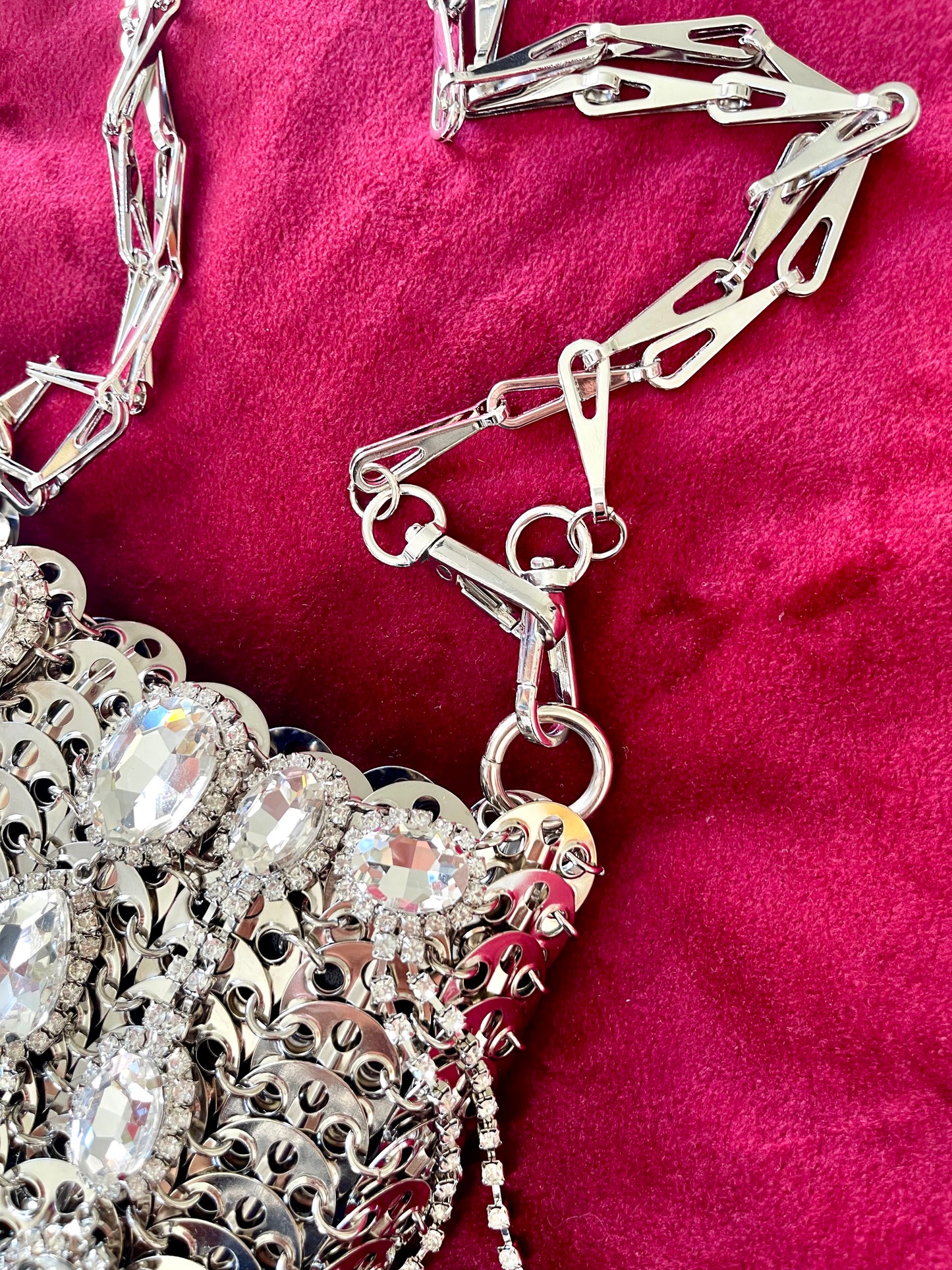 Metal Crystal Charms Bag Phone Holder Style Paco Rabanne