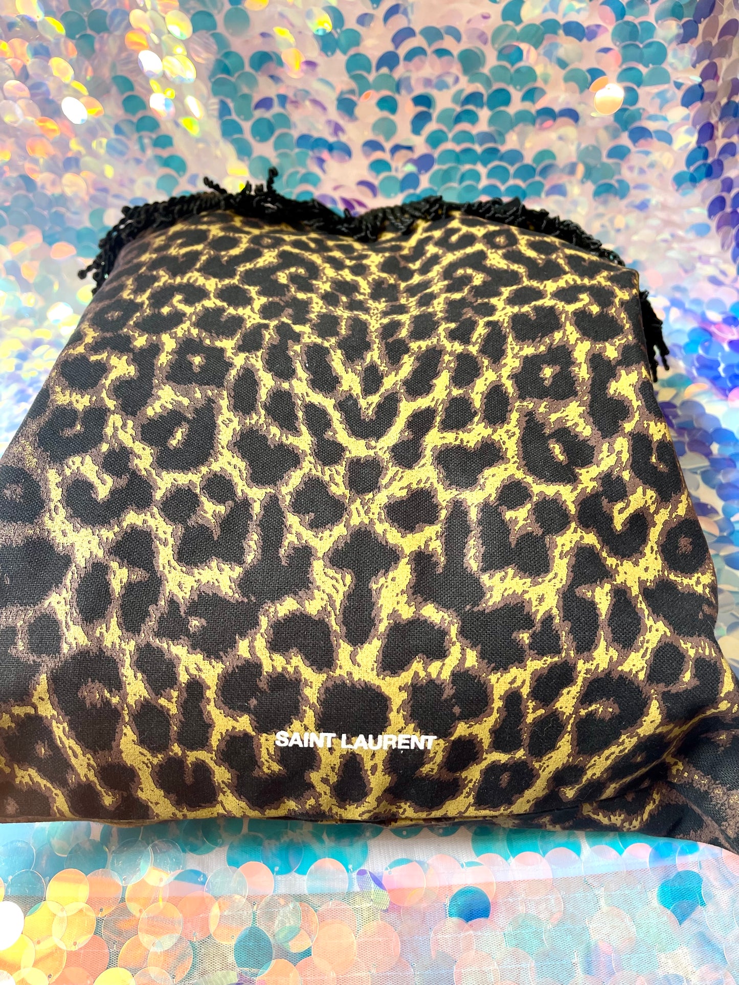 Leopard Cotton Canvas Tote Yves Saint Laurent
