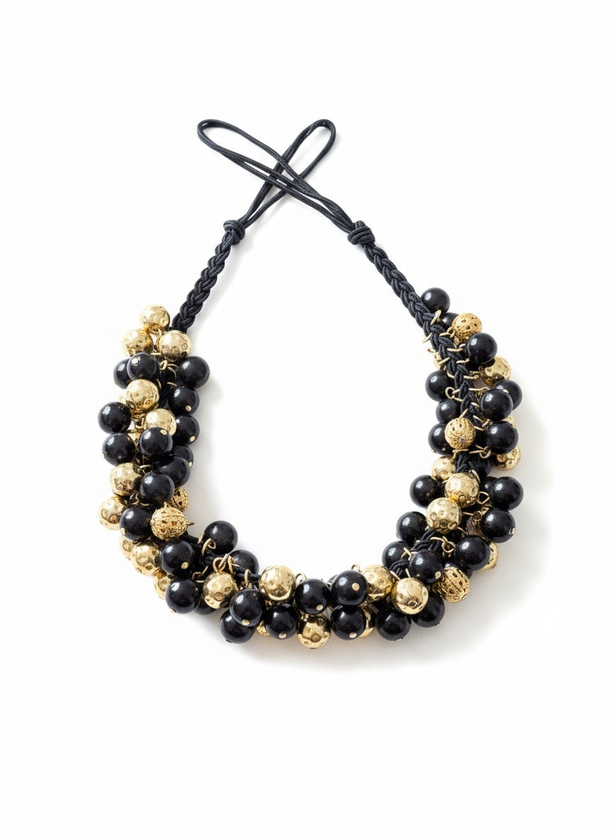 Yves Saint Laurent Rare Authentic Vintage Beaded Necklace – Black