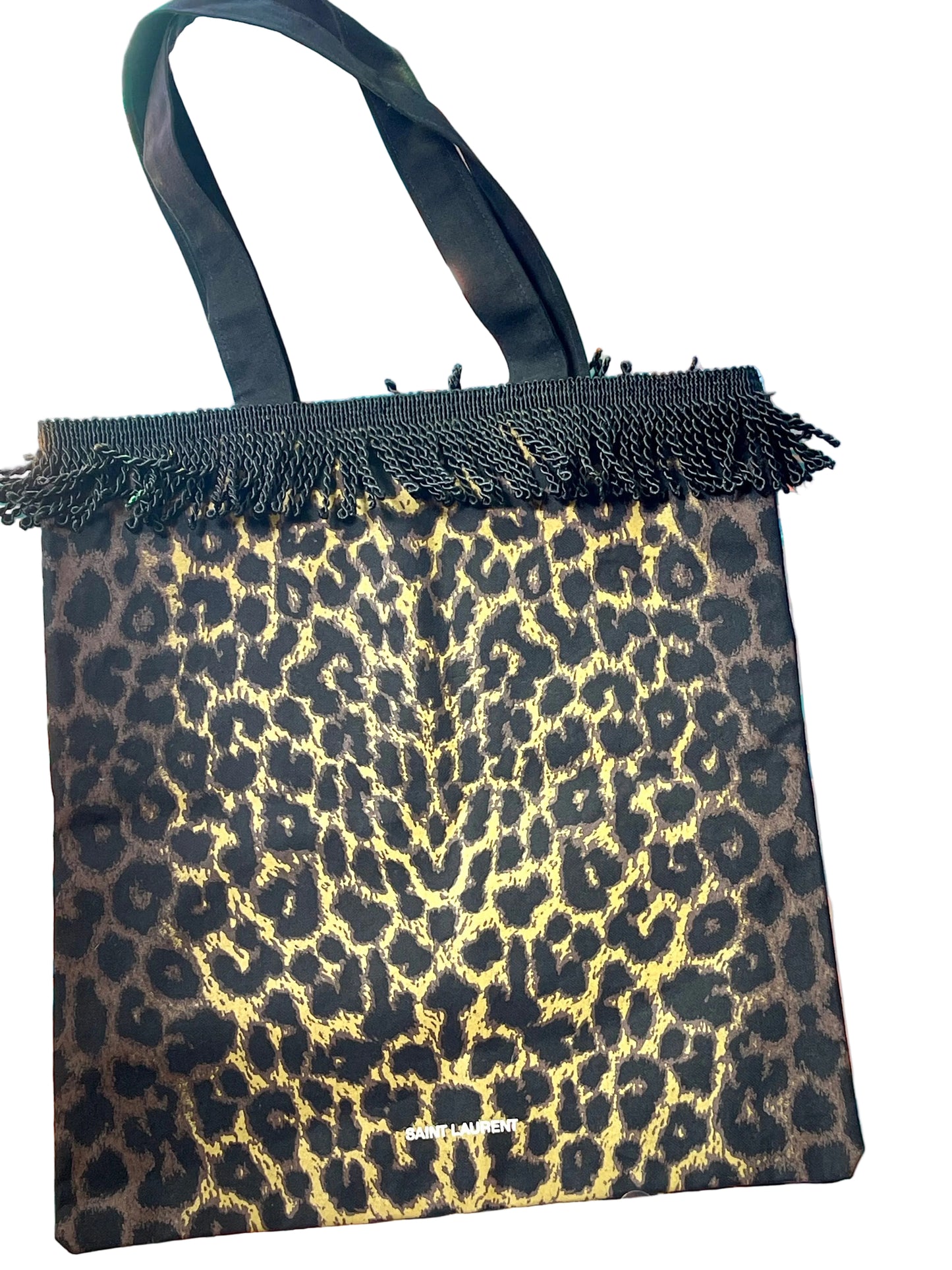 Leopard Cotton Canvas Tote Yves Saint Laurent