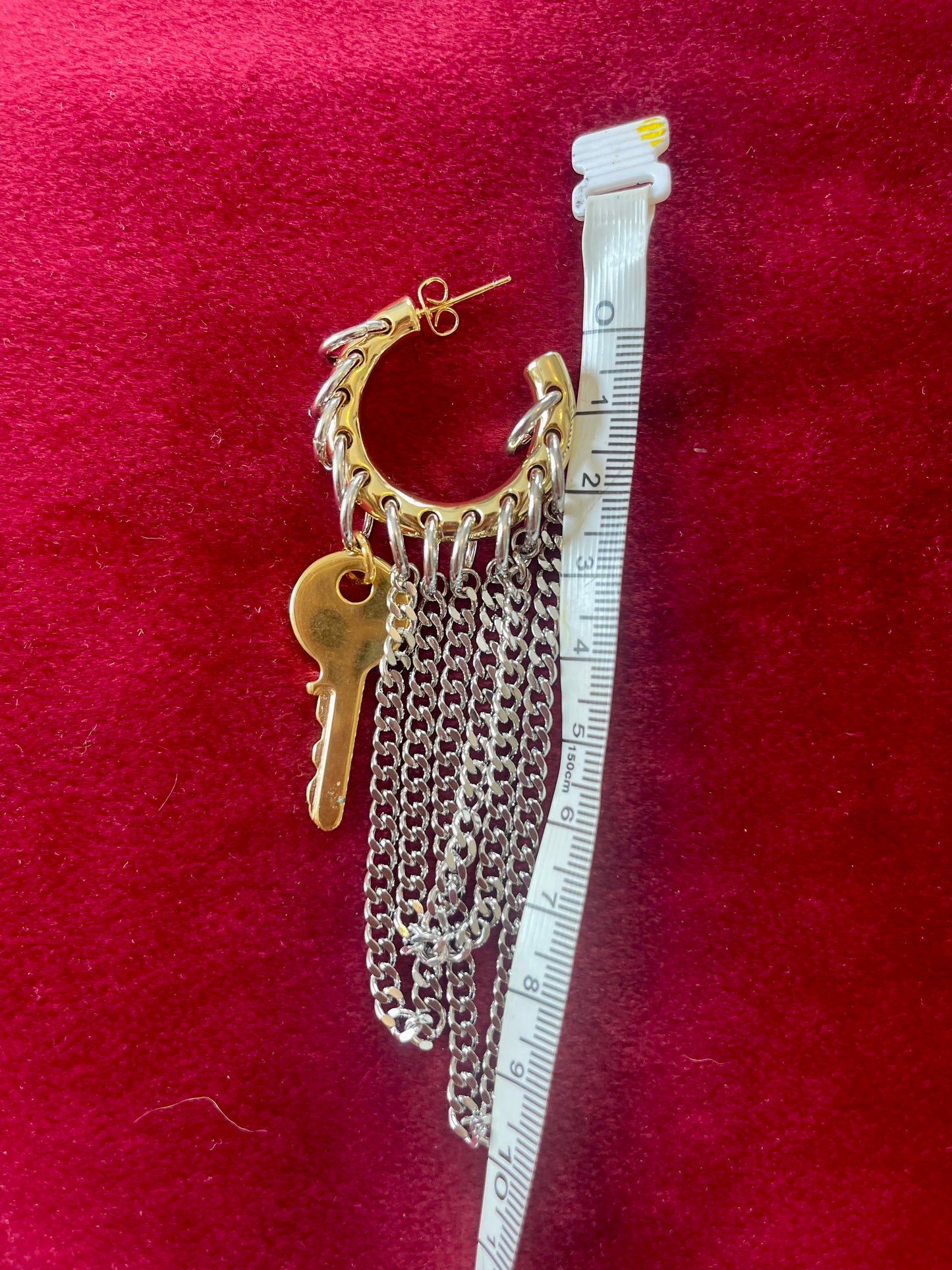 Modified Funky Hoop Earrings Vintage Saint Laurent Golden Keys