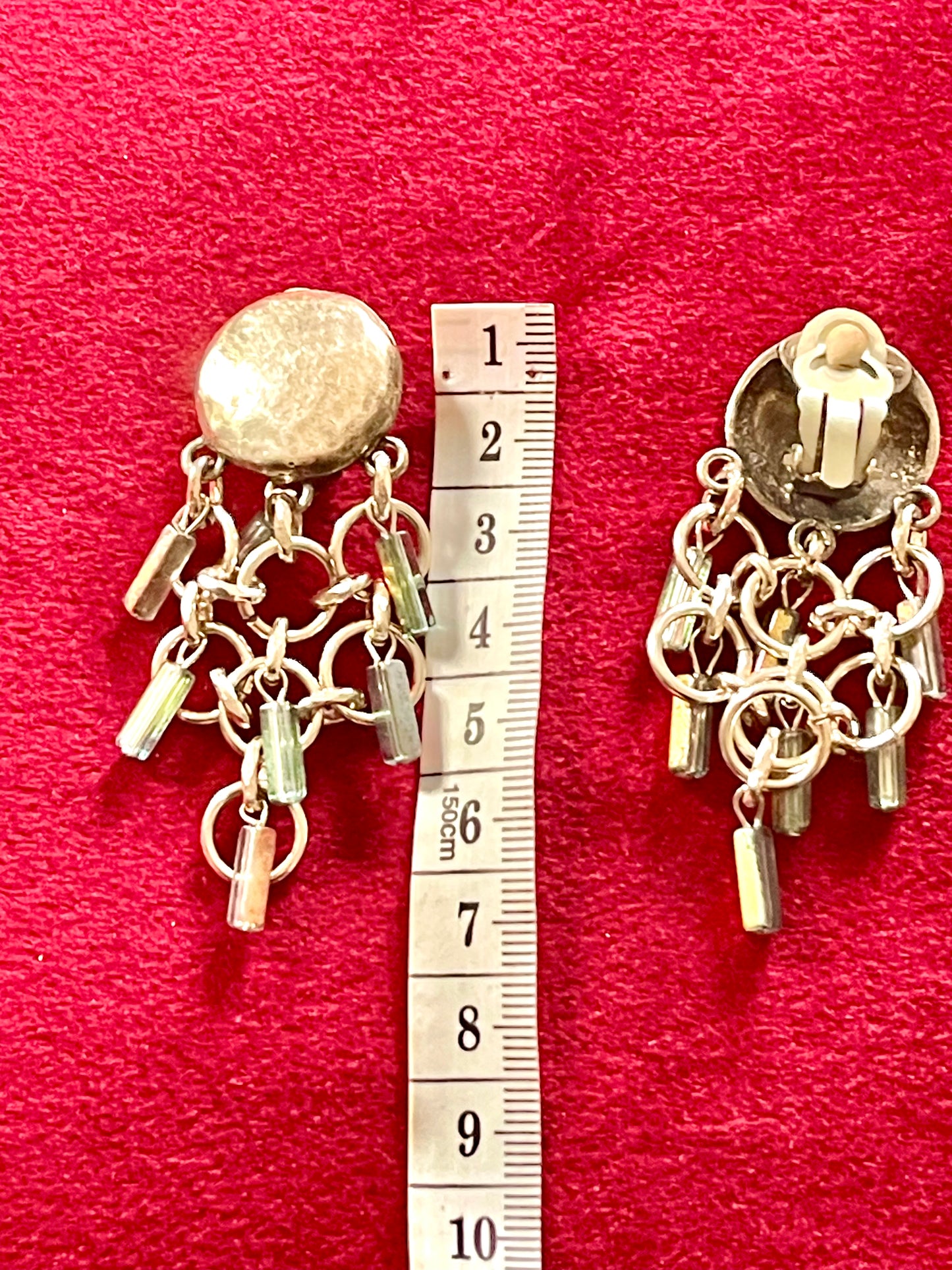 Boucles d'oreilles Paco Rabanne vintage en argent vieilli façon perle