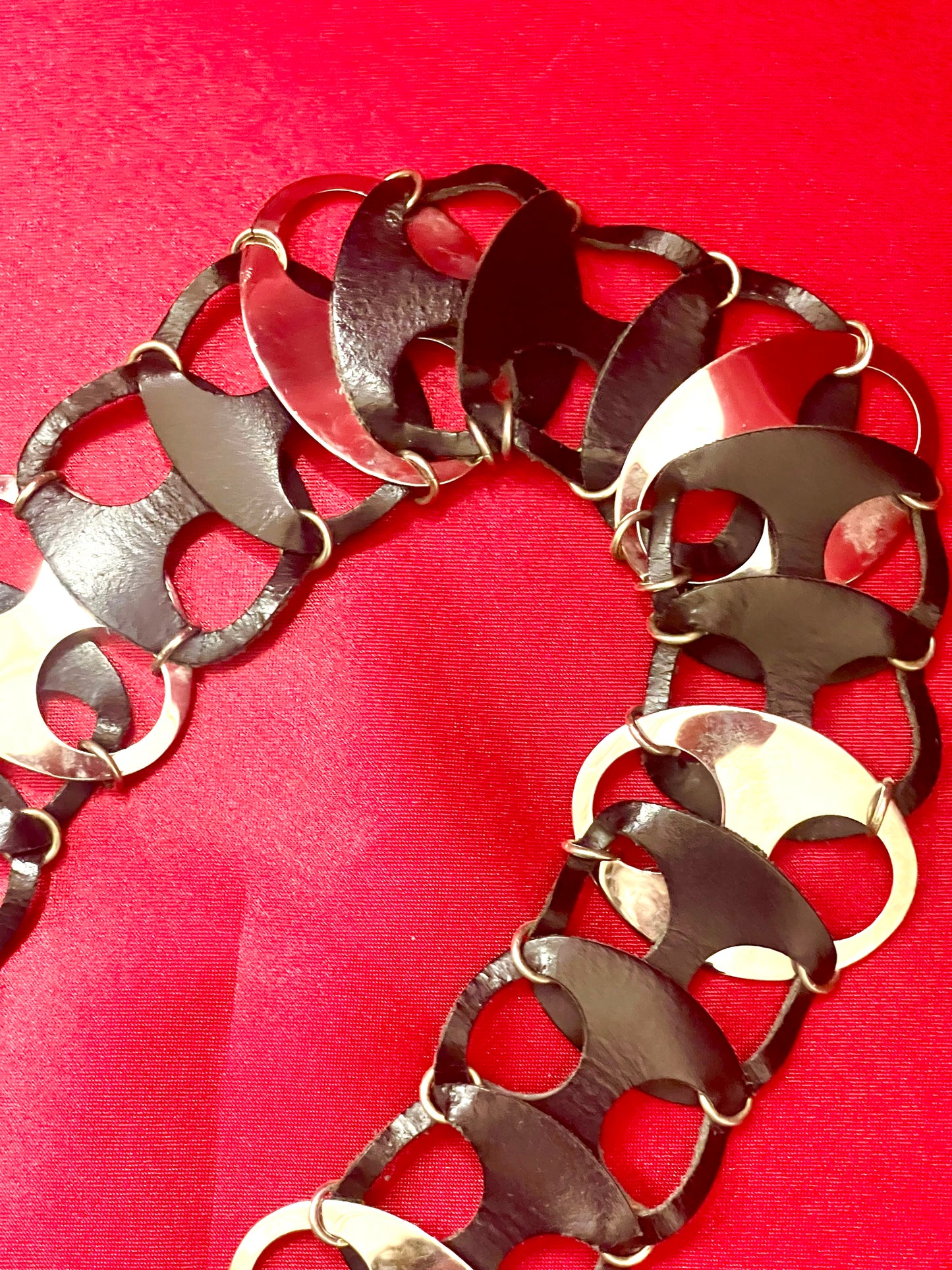 Paco Rabanne Vintage Leather Metal Hoops Belt