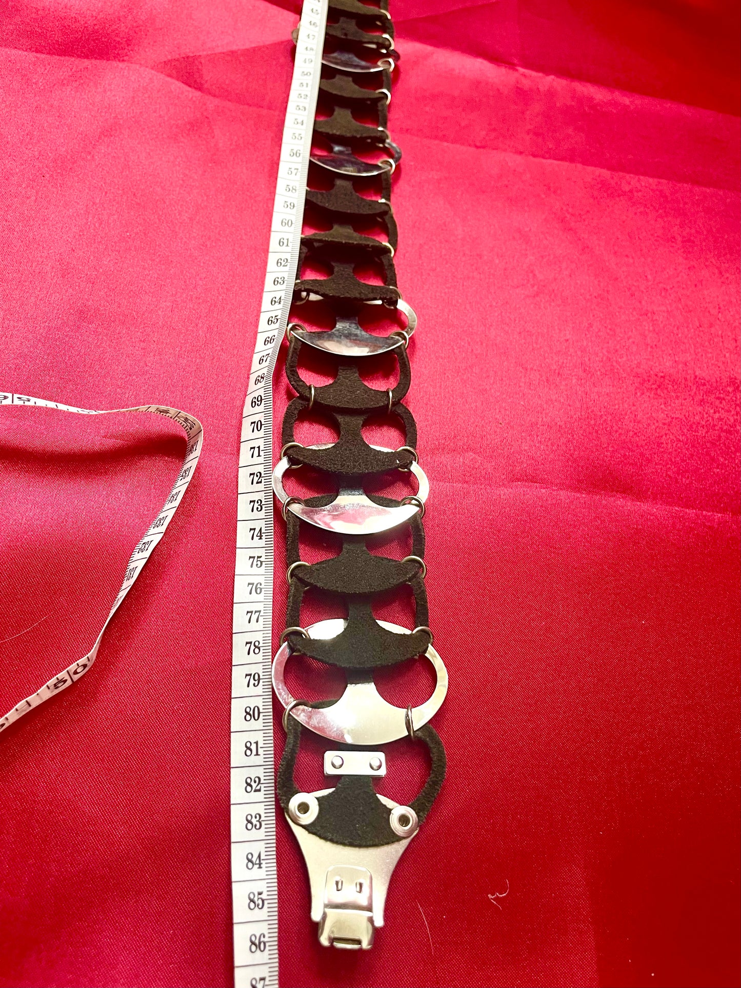 Paco Rabanne Vintage Leather Metal Hoops Belt