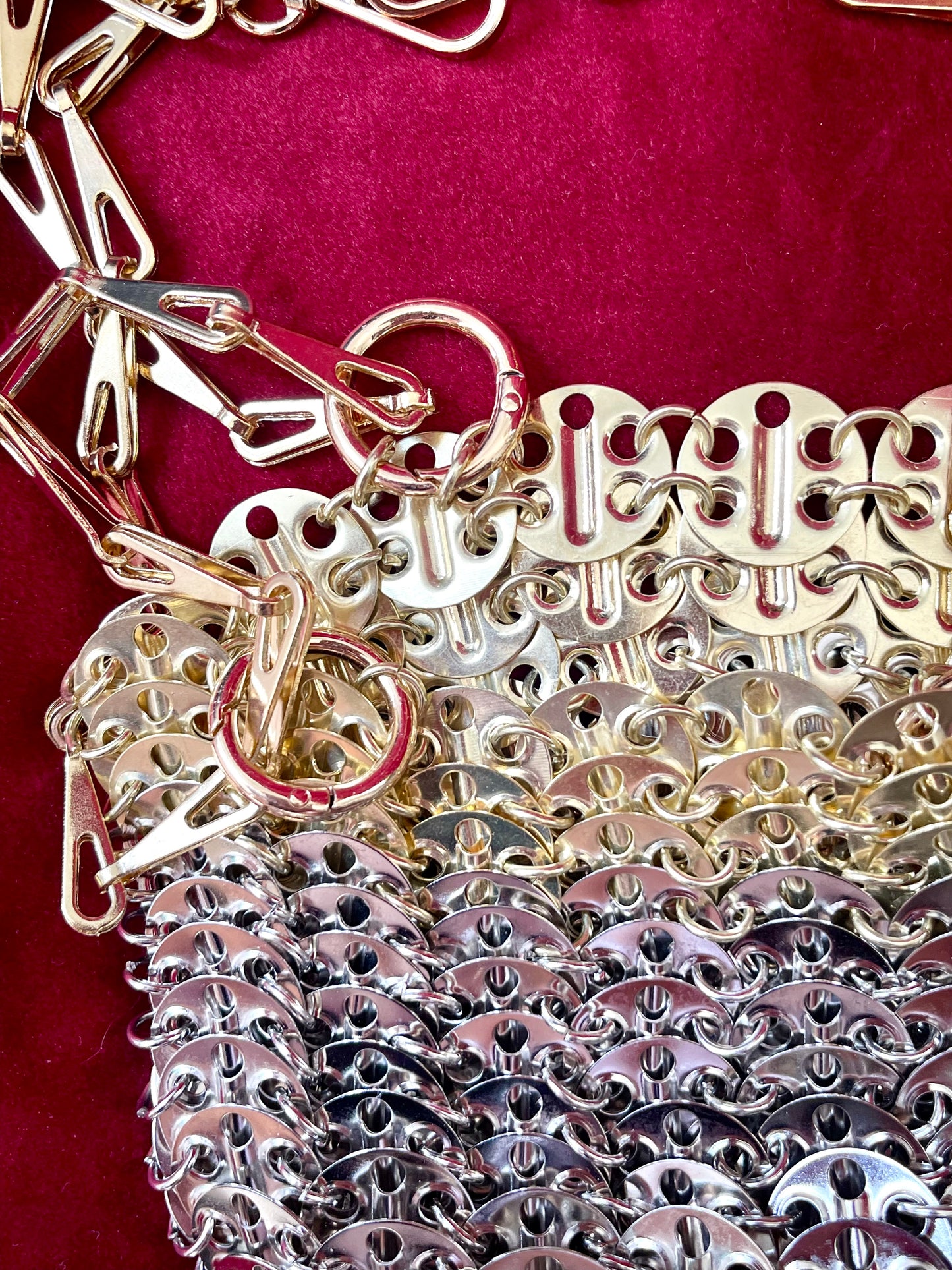 Two Tone Sparkle Design Metal Bag Style Paco Rabanne