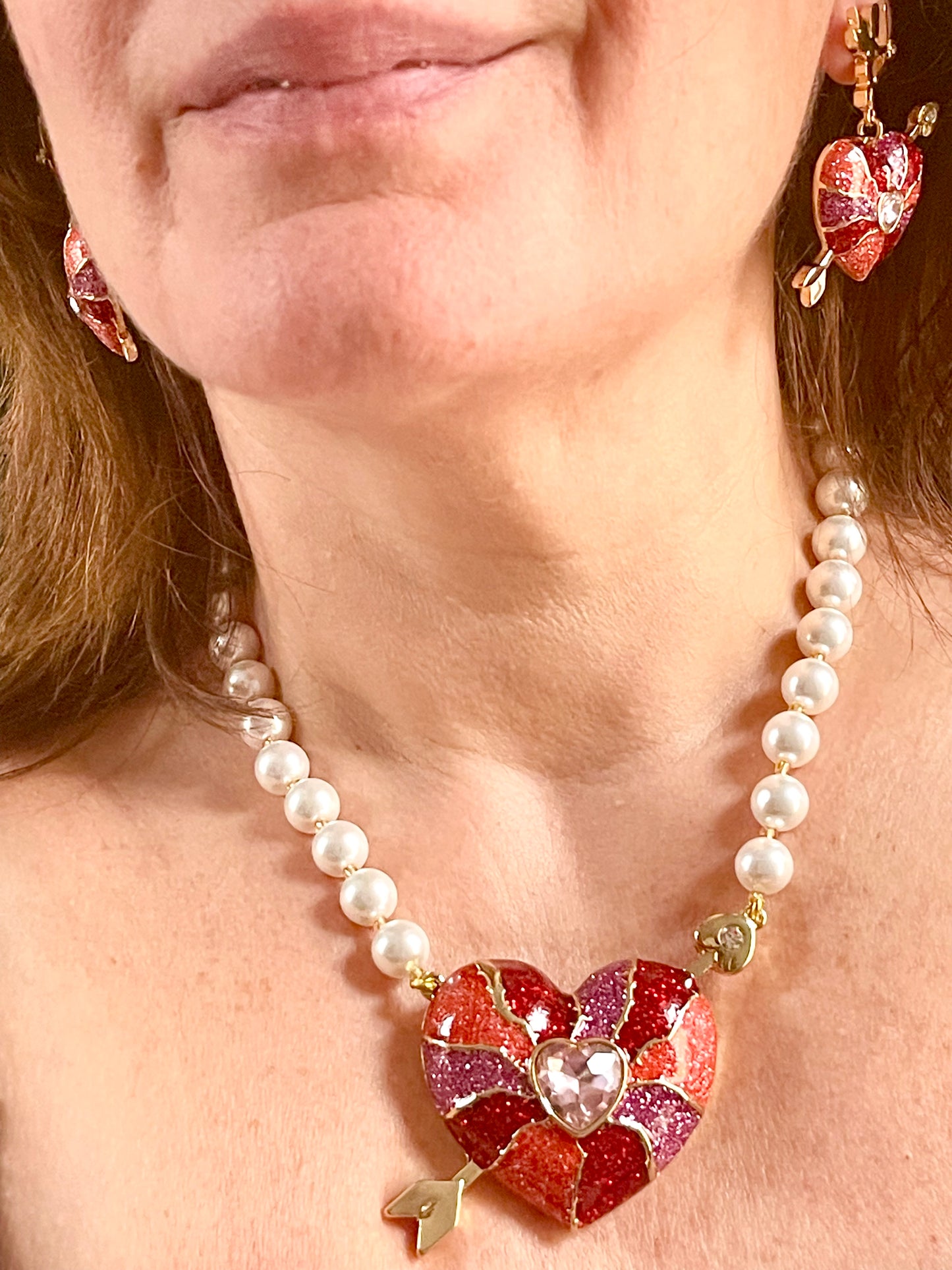 Ensemble de bijoux Statement Love Cubid Style Haute Couture Oscar De La Renta Betsey Johnson