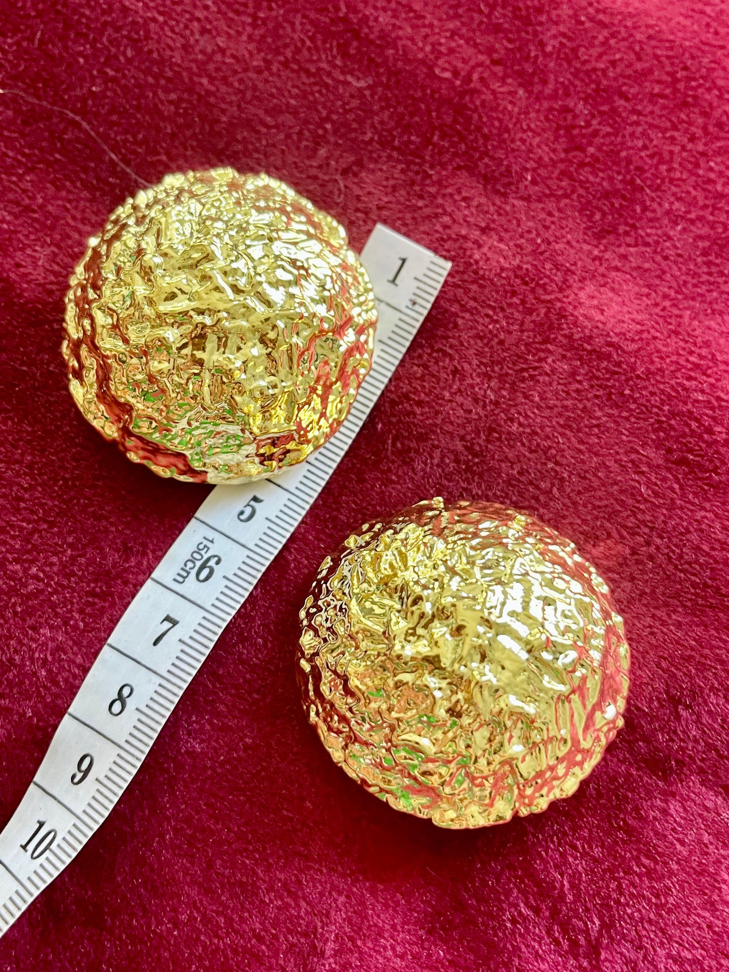 Yves Saint Laurent Vintage 80’s Gold Tone Button Earrings Repurposed 18KG