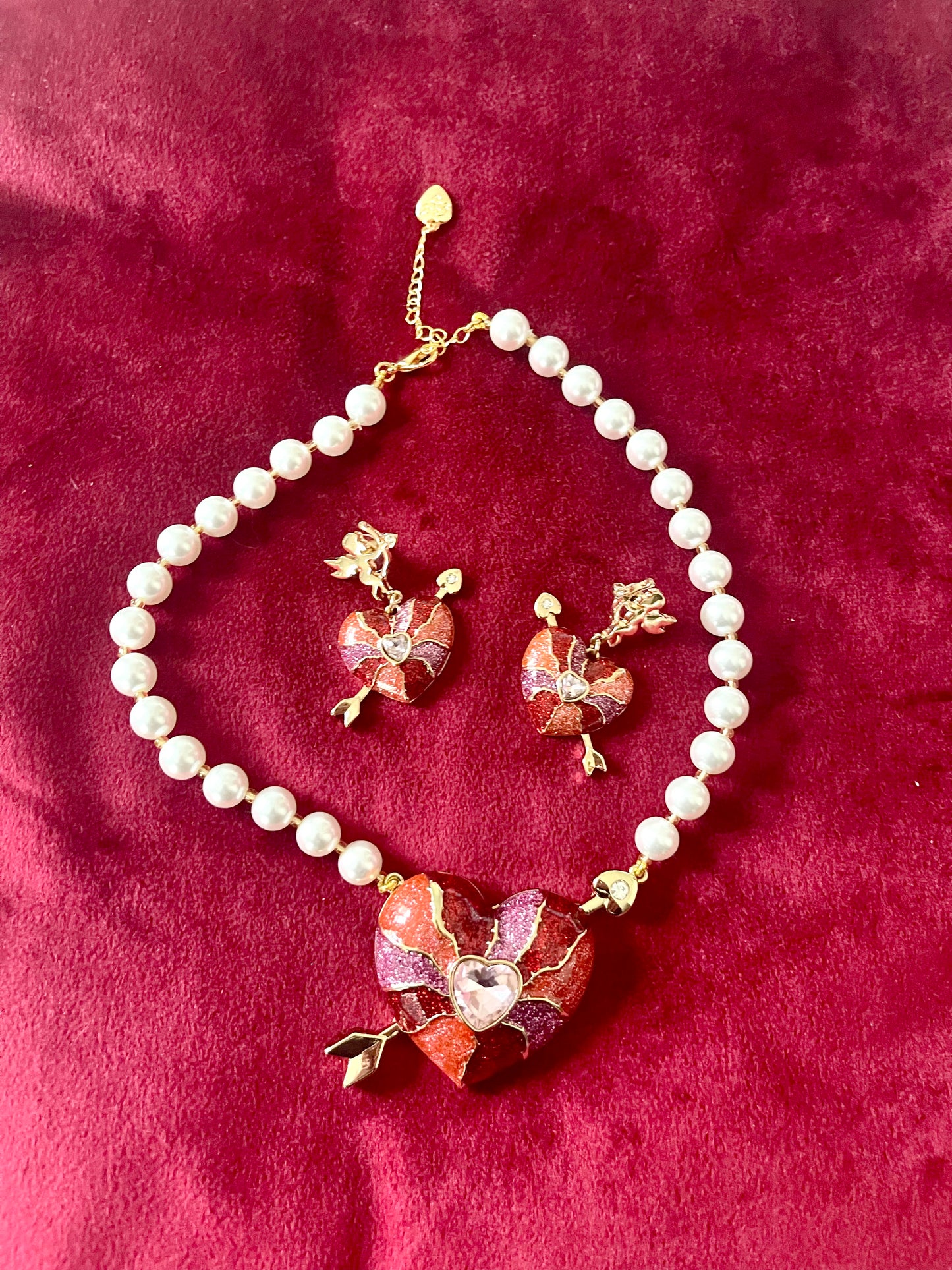 Ensemble de bijoux Statement Love Cubid Style Haute Couture Oscar De La Renta Betsey Johnson