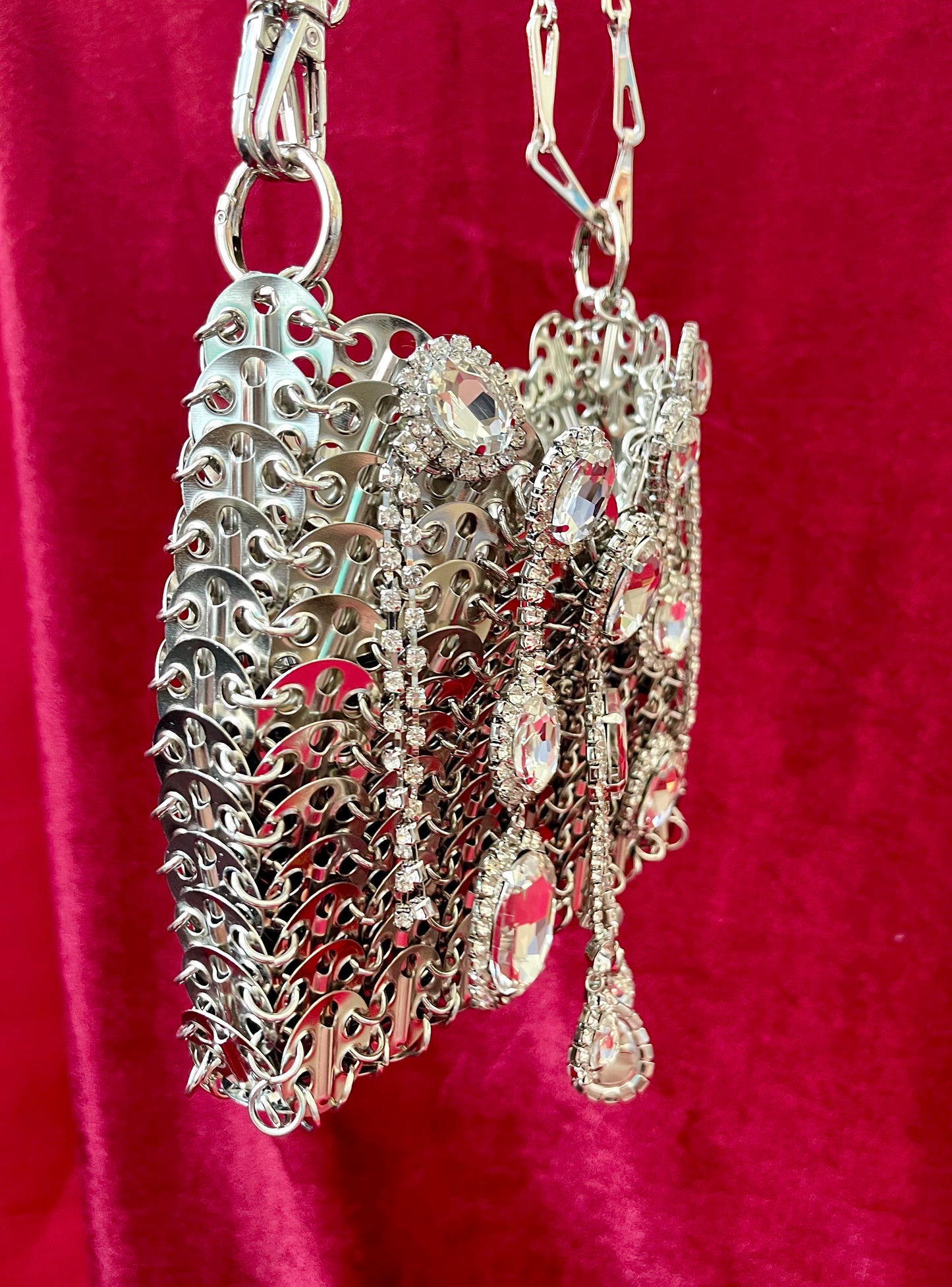 Metal Bag Crystal Charms Phone Holder Style Paco Rabanne ( Style 2 )