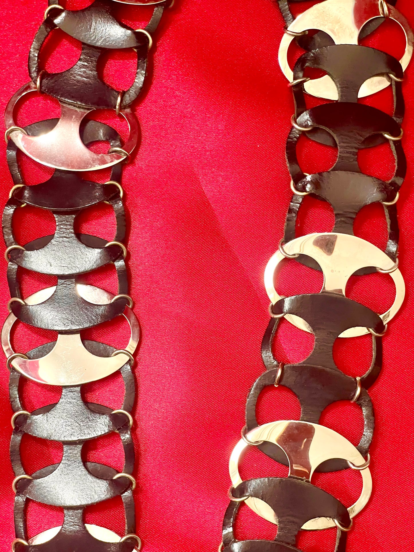 Paco Rabanne Vintage Leather Metal Hoops Belt