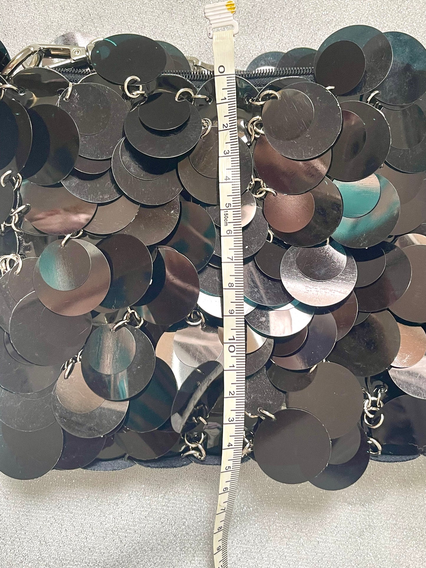 Black Sequins Mini Pu Leather Bag Style Paco Rabanne