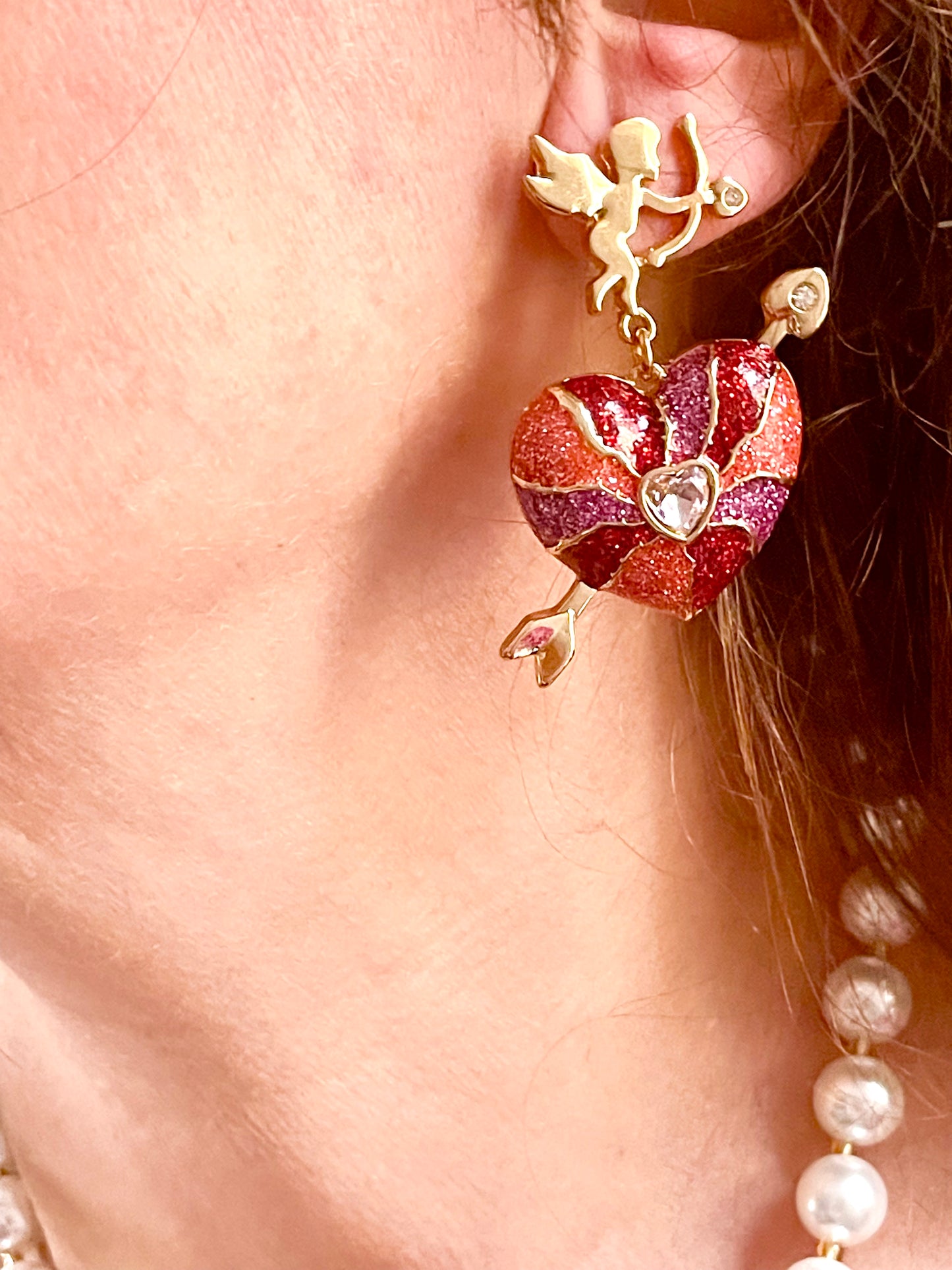 Ensemble de bijoux Statement Love Cubid Style Haute Couture Oscar De La Renta Betsey Johnson