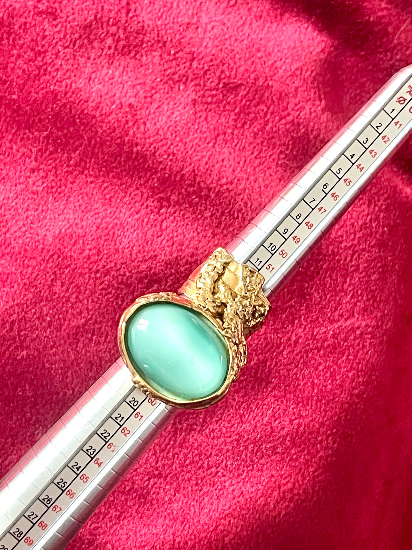Yves Saint Laurent Vintage Arty Turquoise Tone Gold Metal Ring