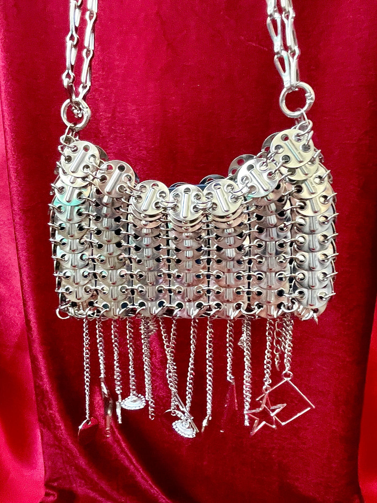 Metal & Dangling Crystal Charms Bag Style Paco Rabanne