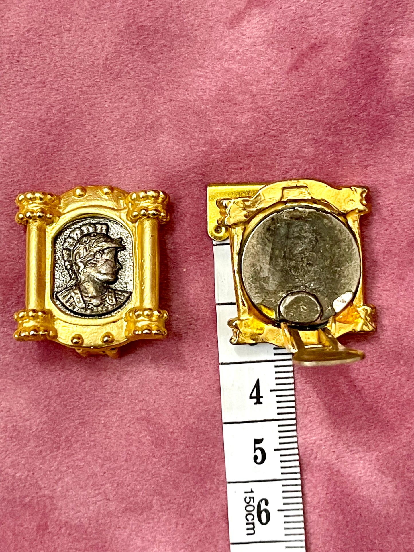 Roman Coins Frame 80’s Vintage Rare Earrings