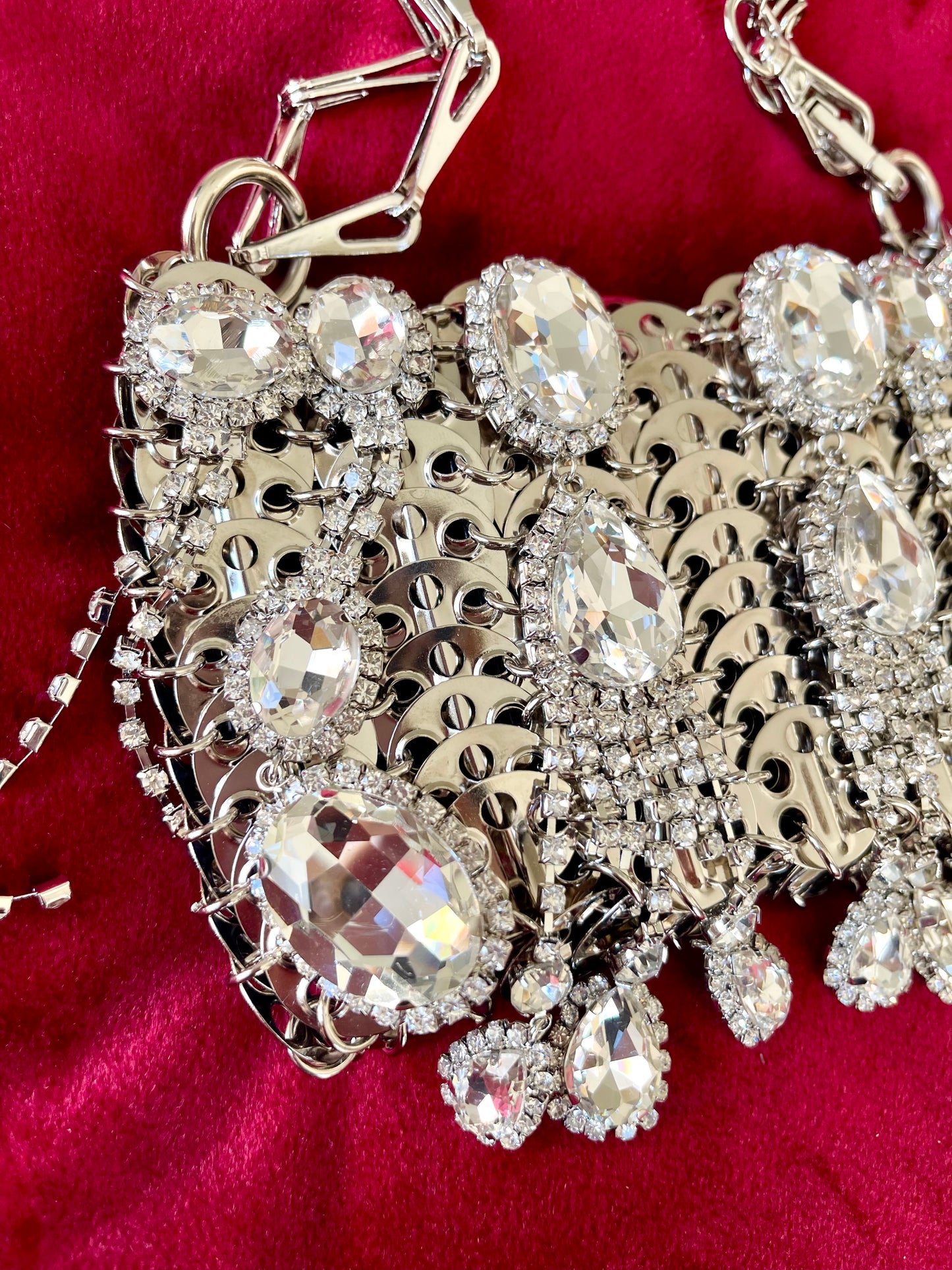 Metal Crystal Charms Bag Phone Holder Style Paco Rabanne