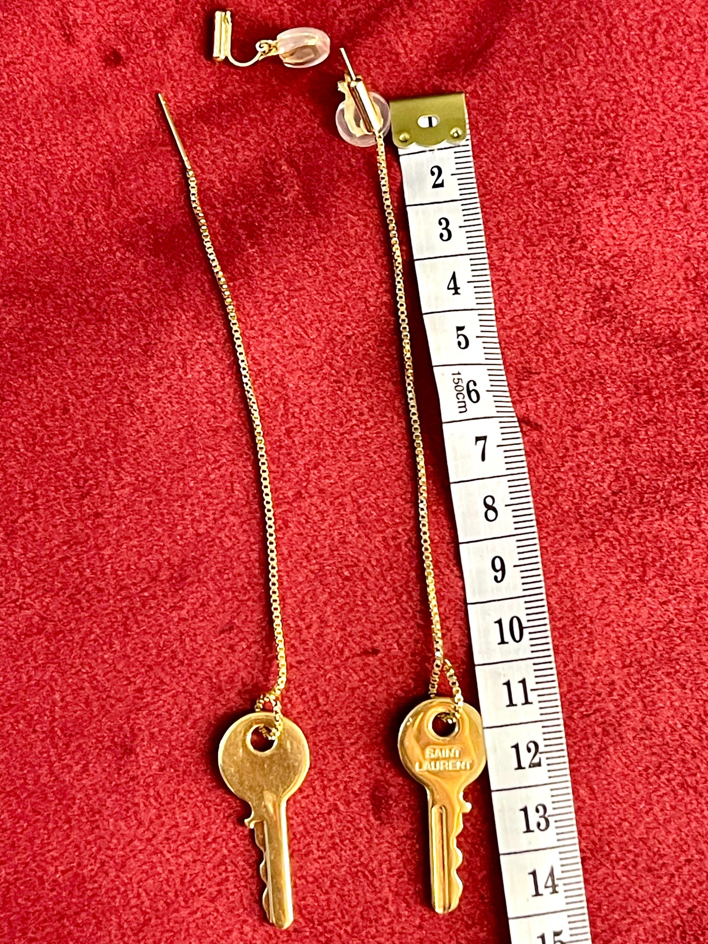 Vintage Saint Laurent Golden Keys Clip On Earrings