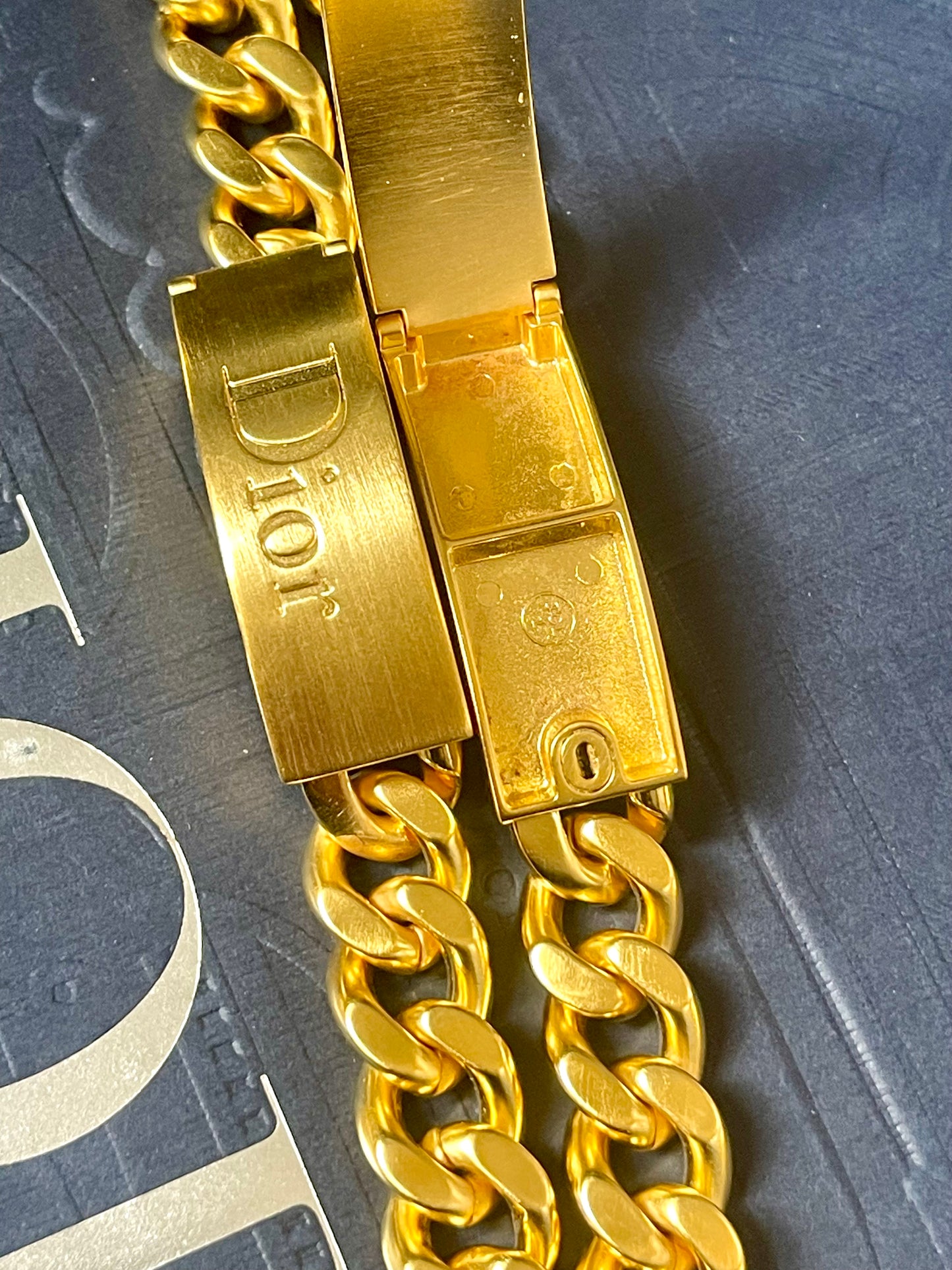 Dior Gourmet , Vintage Dior makeup 2000, Dior beauty repurposed 18KG rare find collectible chain bracelet designer accessories matte gold