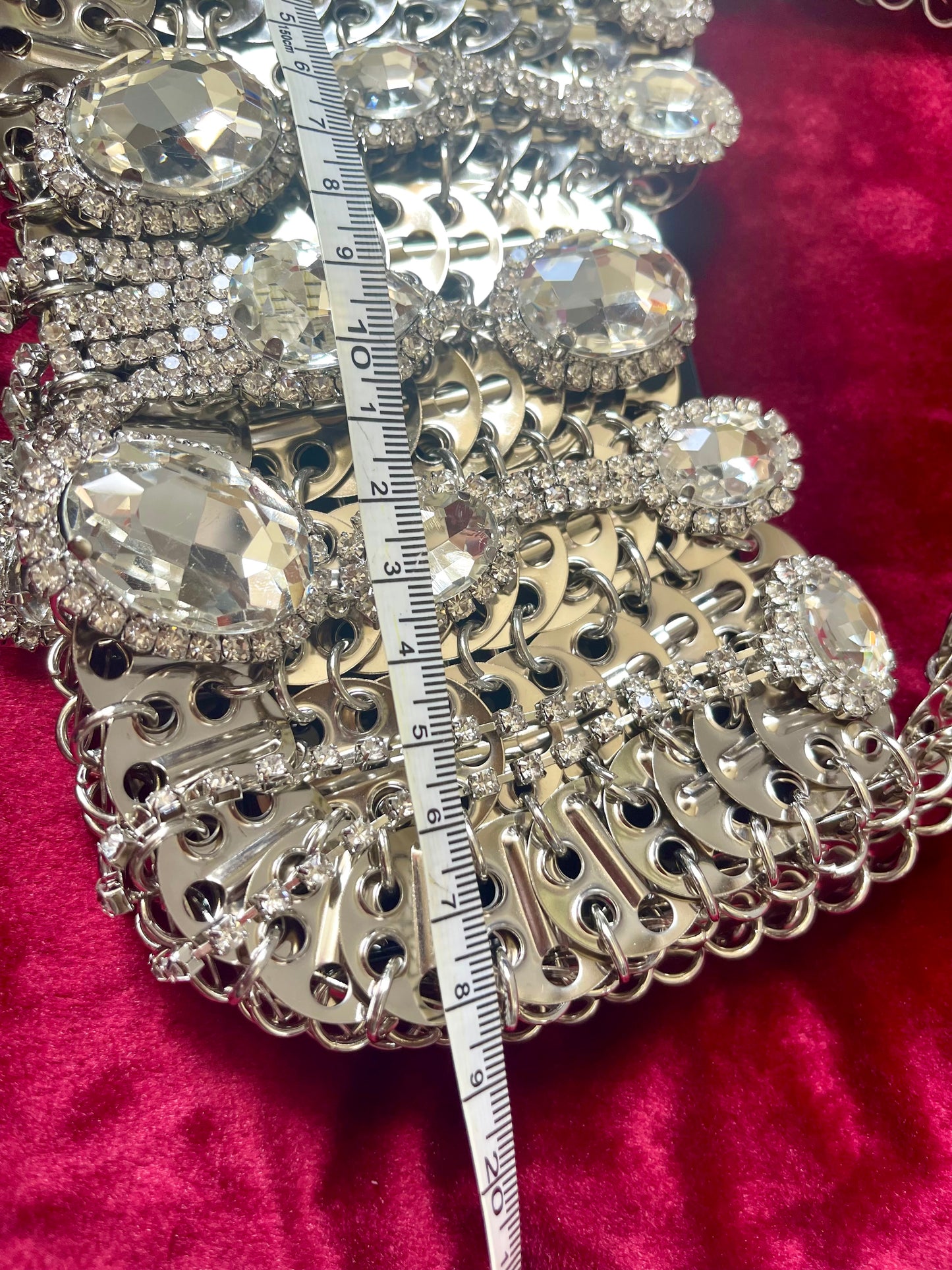 Mini Metal Shoulder Bag Crystal Charms Brooches Style Paco Rabanne