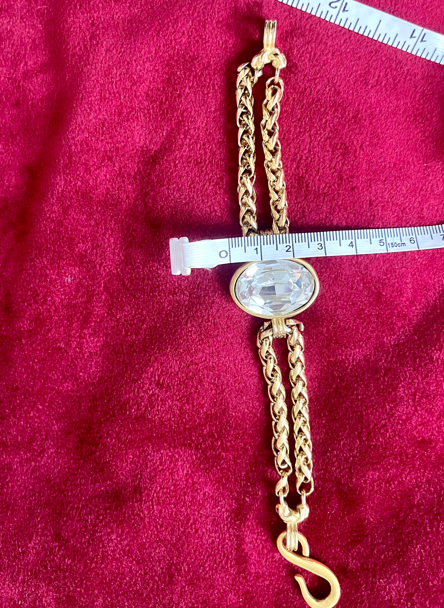 Bracelet vintage Yves Saint Laurent à chaîne en cristal – Signé YSL, fabriqué en France