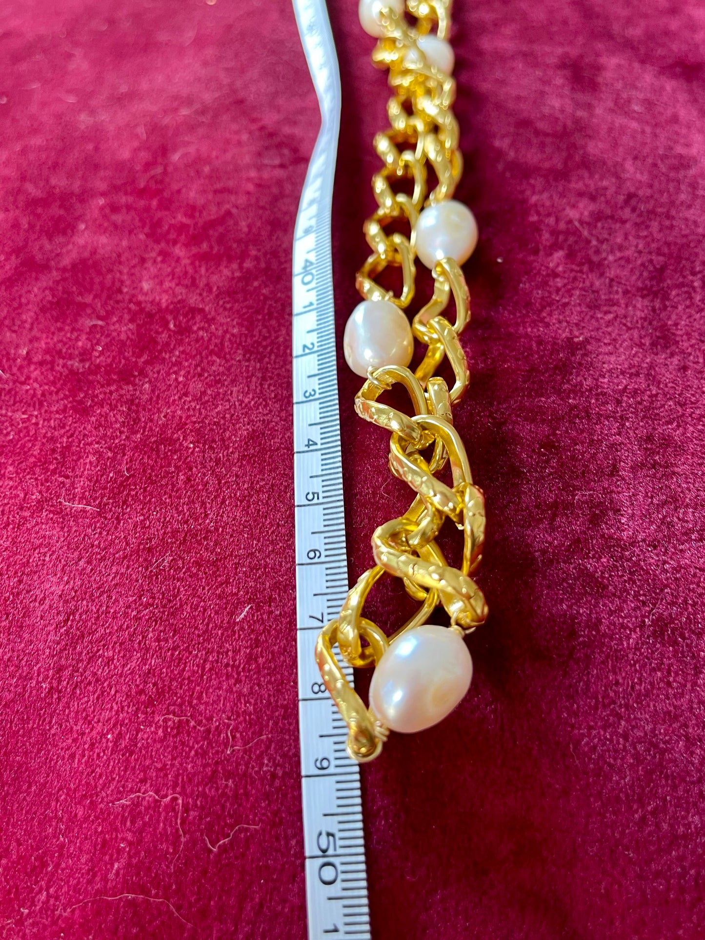 Chain Necklace Fresh Water Cultured Pearls Haute Couture Style