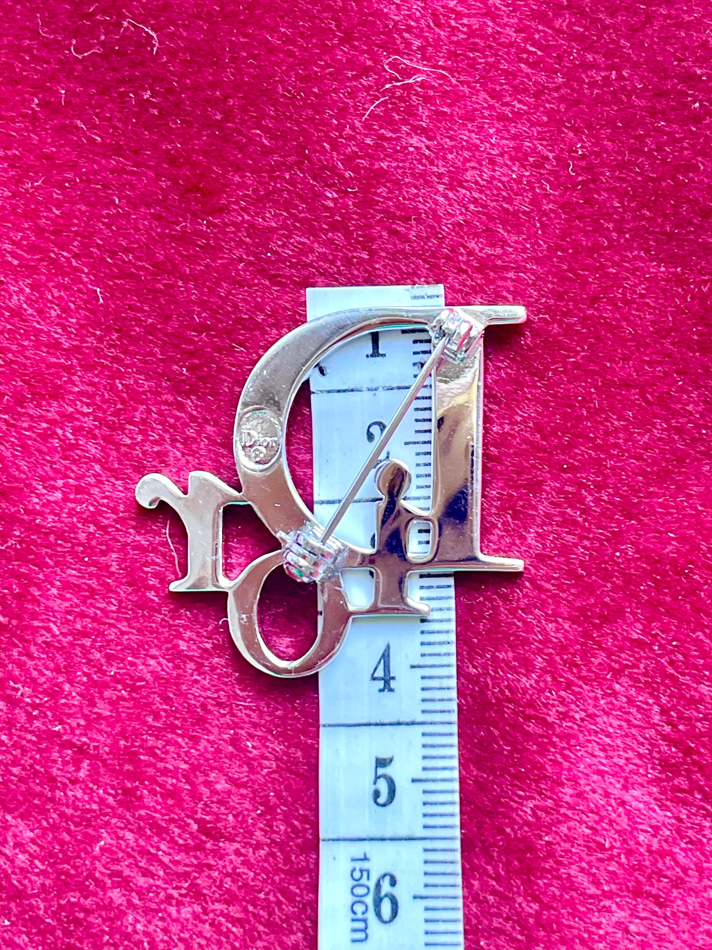 Dior Silver Classic Monogram Brooch