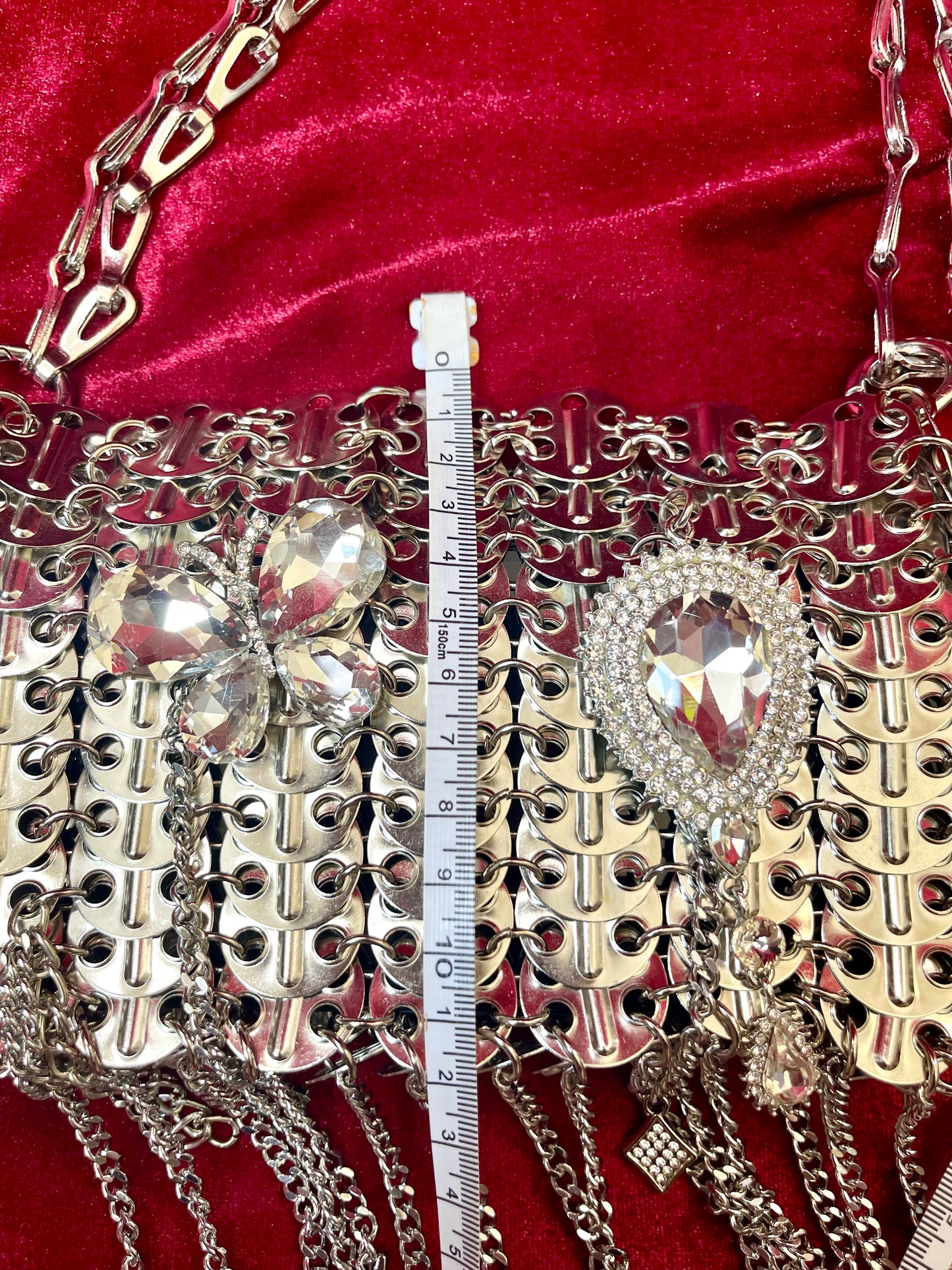 Metal & Dangling Crystal Charms Bag Style Paco Rabanne