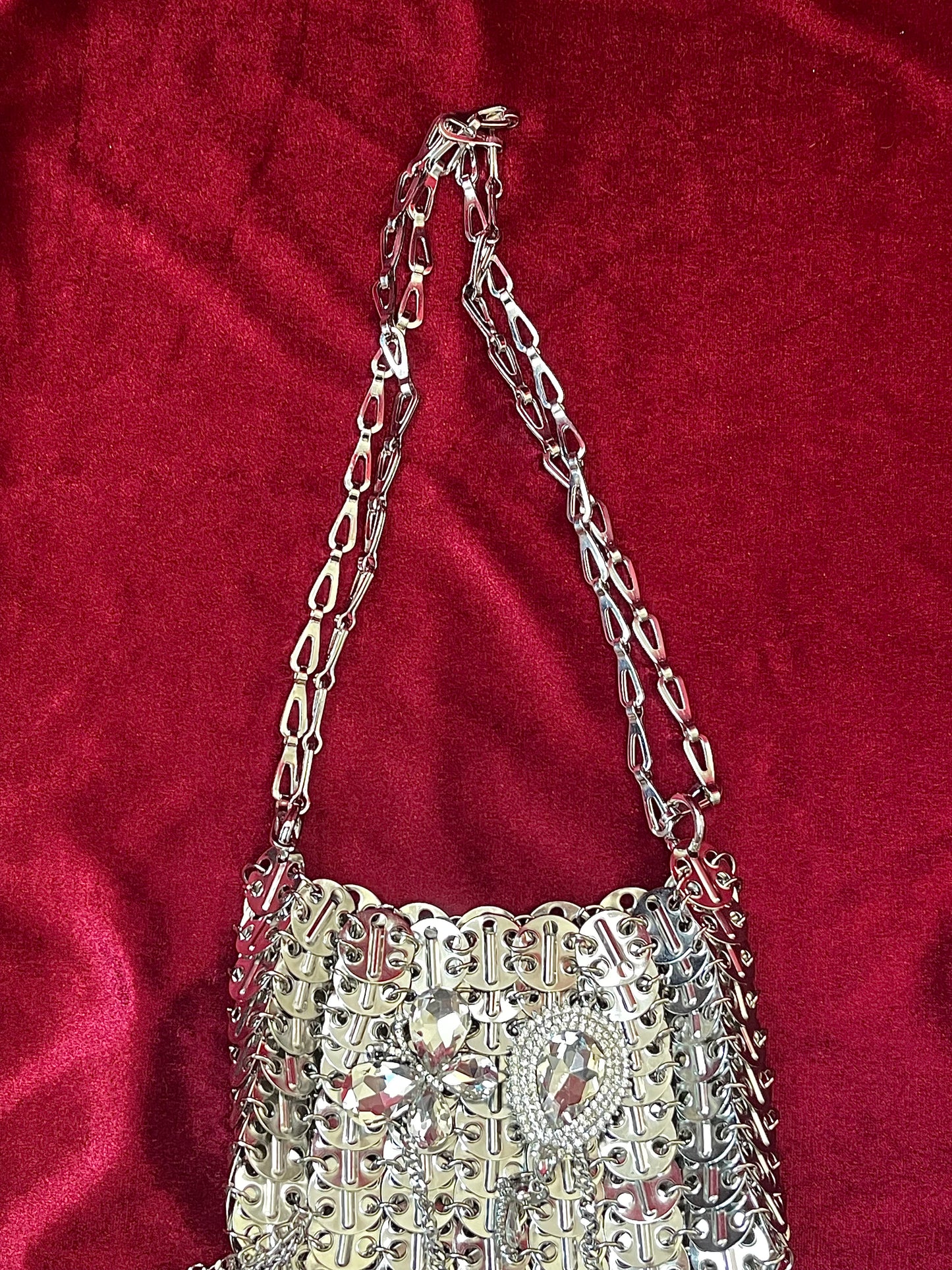 Metal & Dangling Crystal Charms Bag Style Paco Rabanne