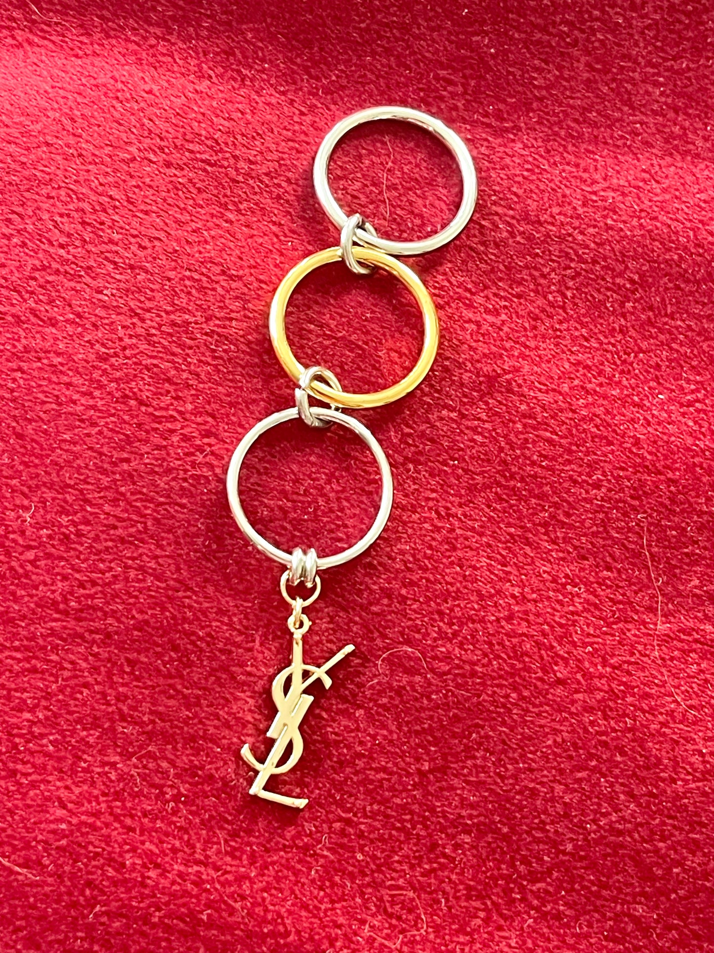 Authentic Vintage Charm Duo-Color Stainless Steel Ring with Leather Necklace