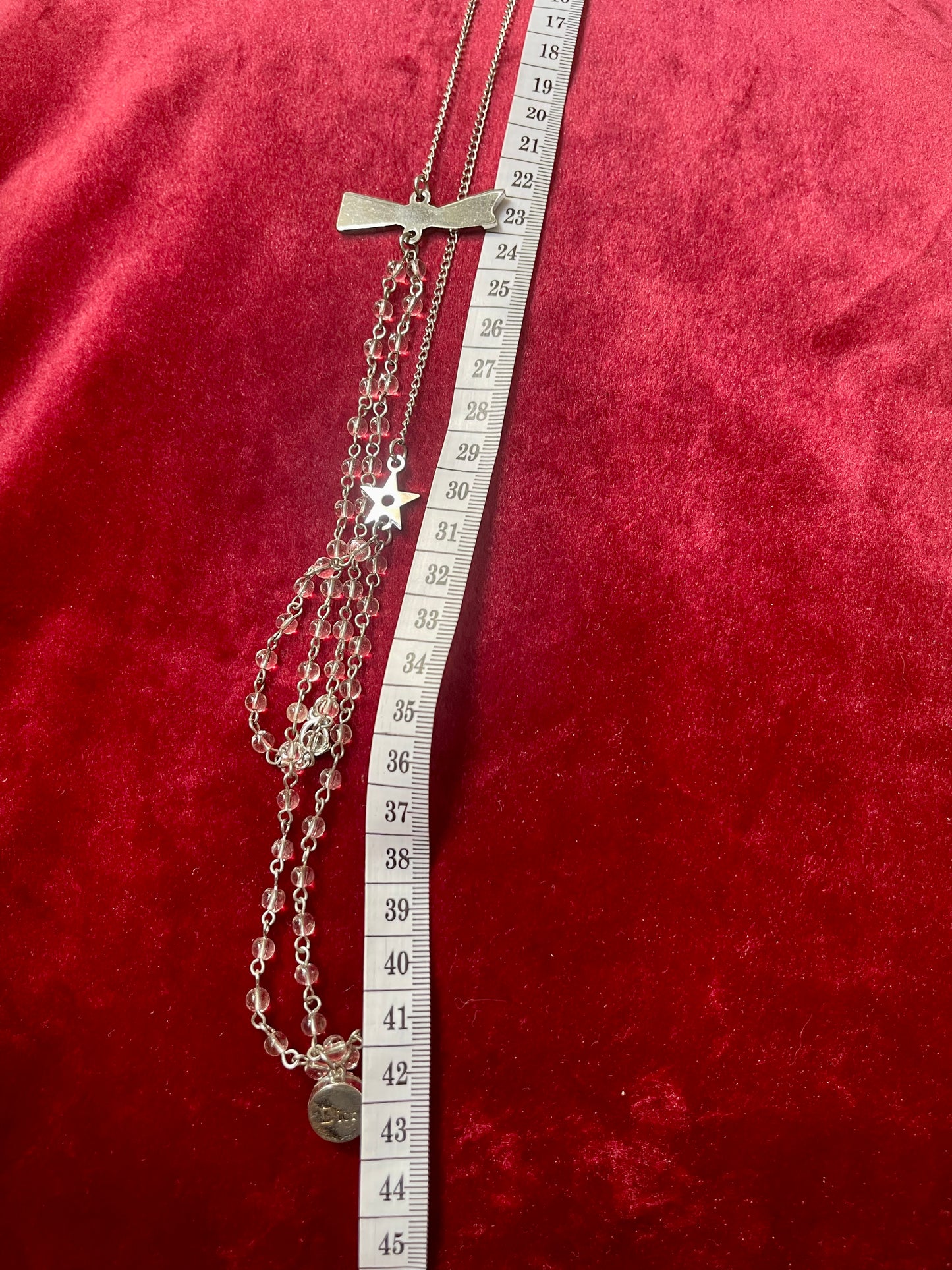 Vintage Silver Resin Charms Authentic Dior Long Necklace