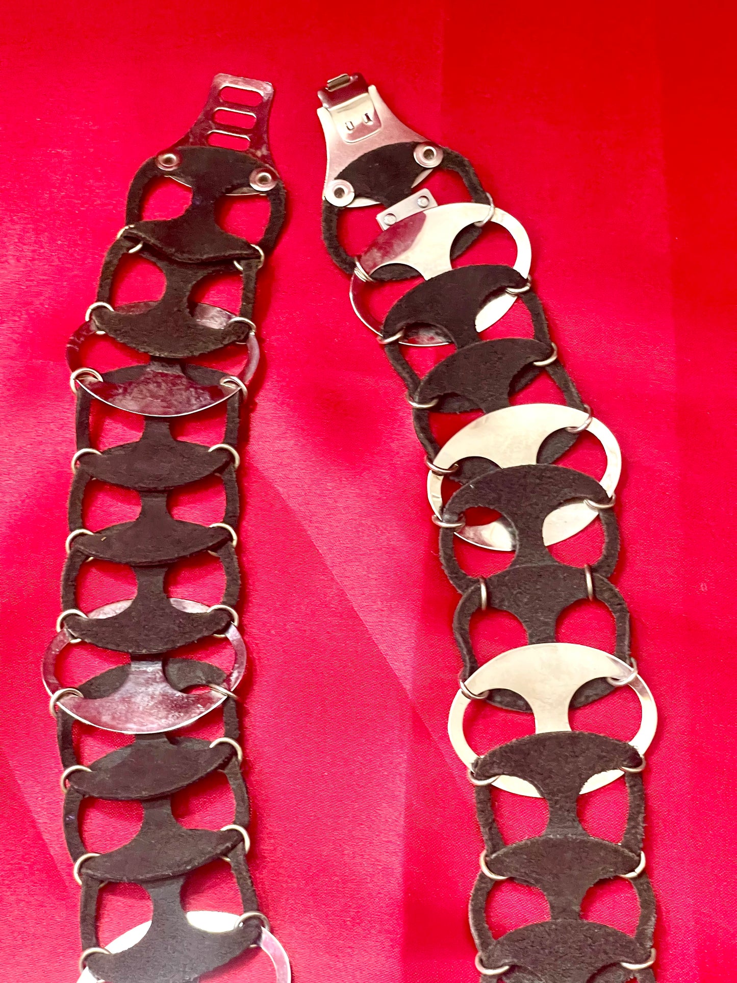 Paco Rabanne Vintage Leather Metal Hoops Belt