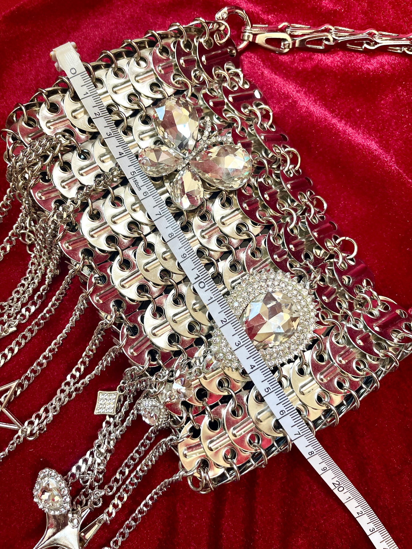 Metal & Dangling Crystal Charms Bag Style Paco Rabanne