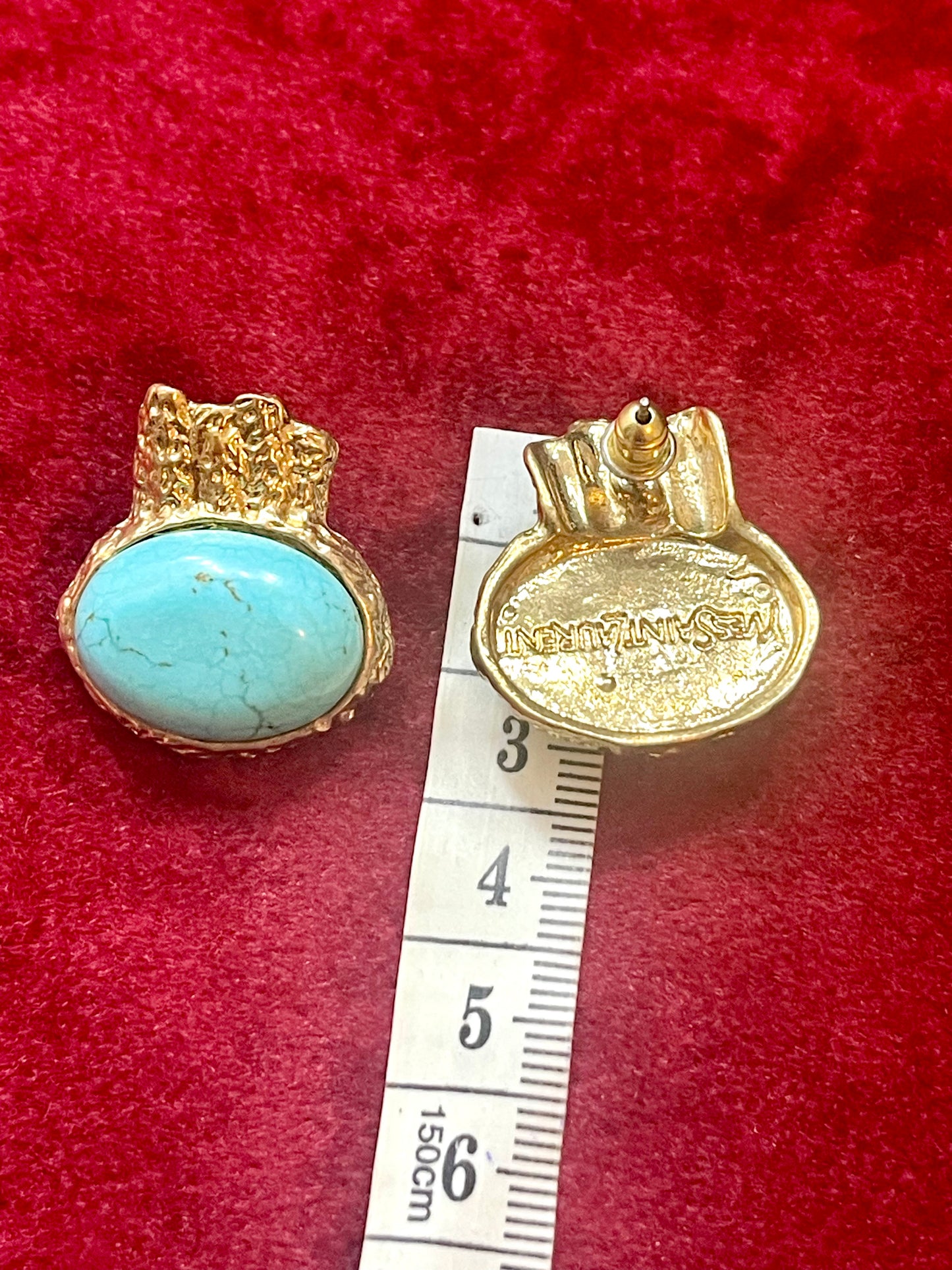 Sac vintage Yves Saint Laurent Arty turquoise et or