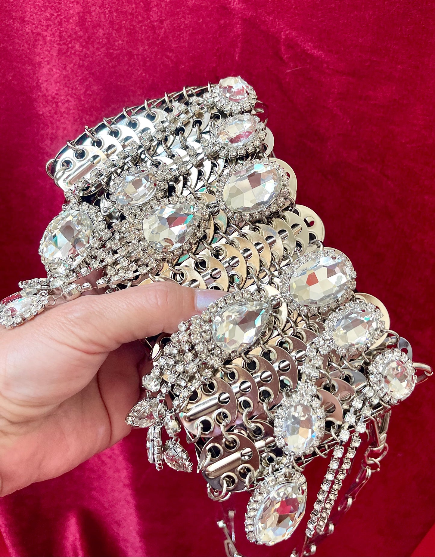 Metal Crystal Charms Bag Phone Holder Style Paco Rabanne