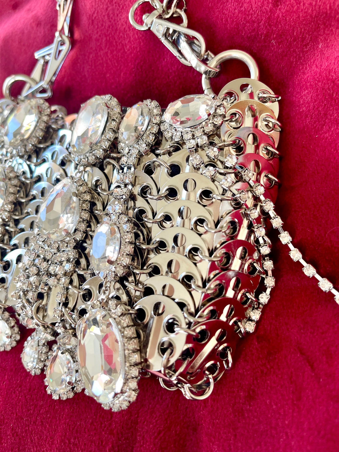 Metal Crystal Charms Bag Phone Holder Style Paco Rabanne