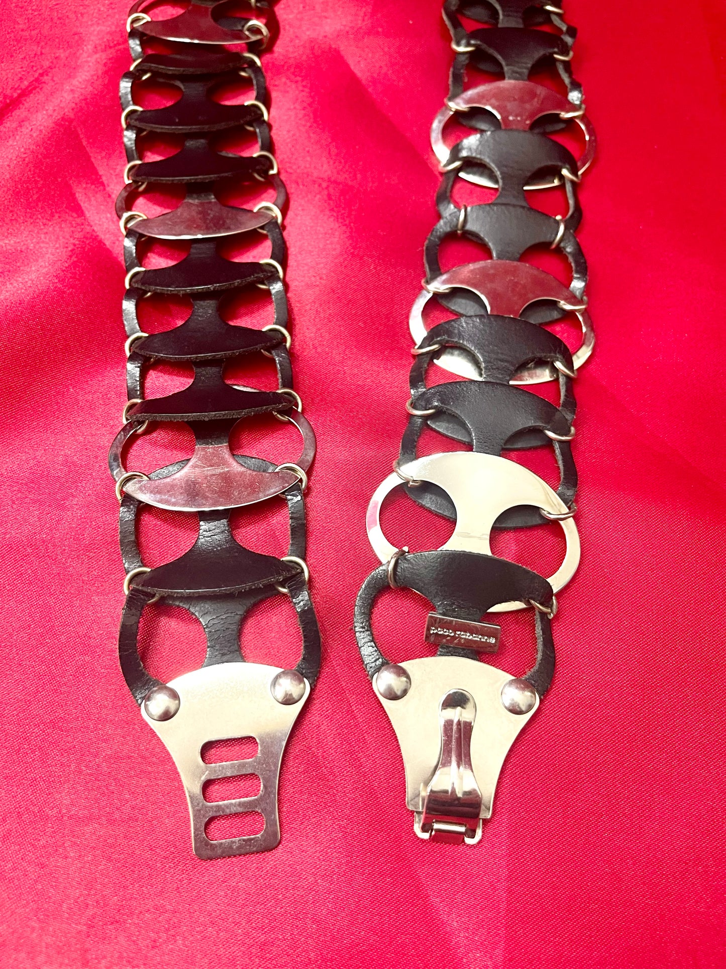 Paco Rabanne Vintage Leather Metal Hoops Belt