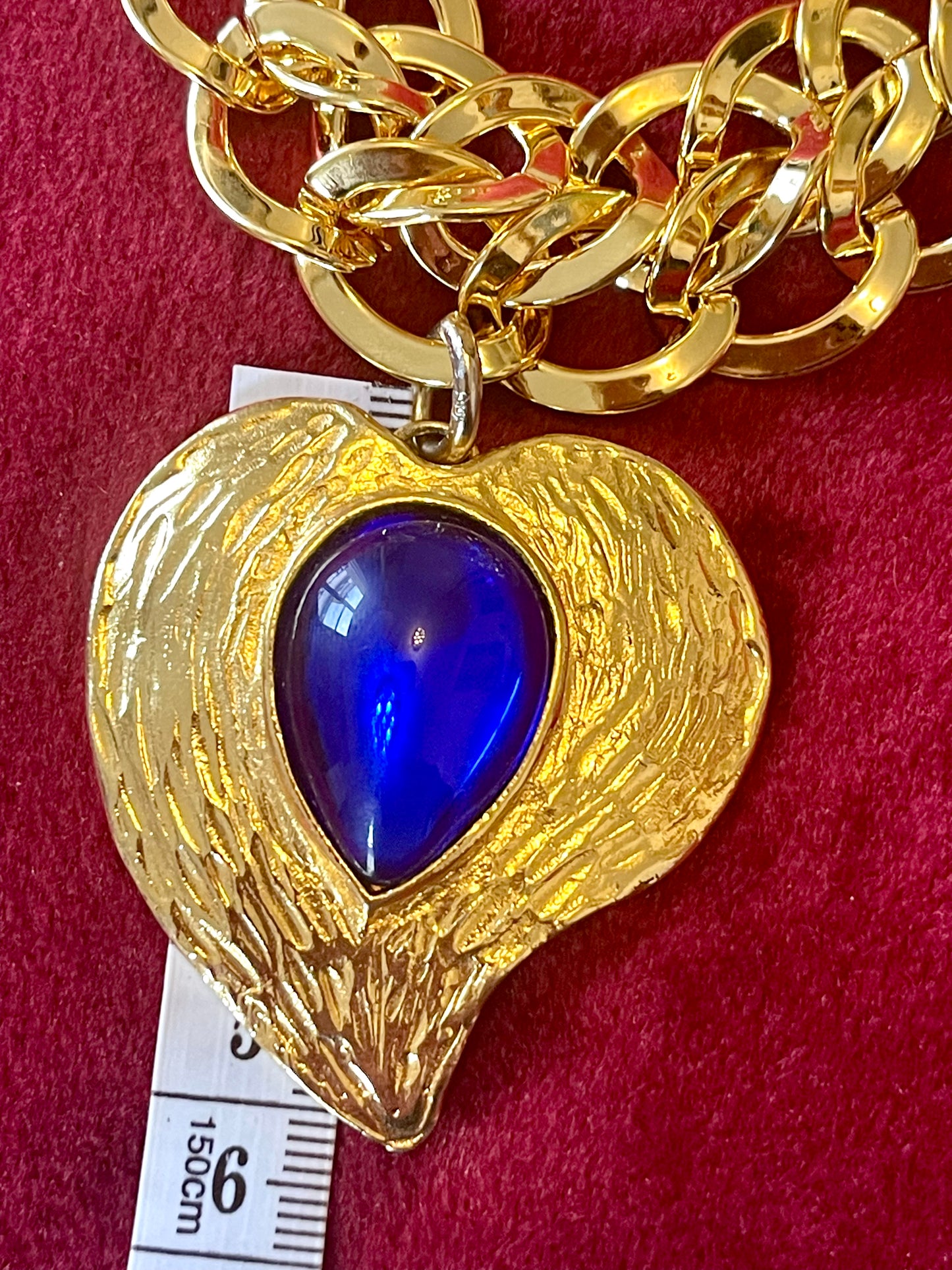 6cm long Vintage Yves Saint Laurent gold Arty statement pendant gold plated Monet vintage necklace 80s repurposed 18KG multi range necklace