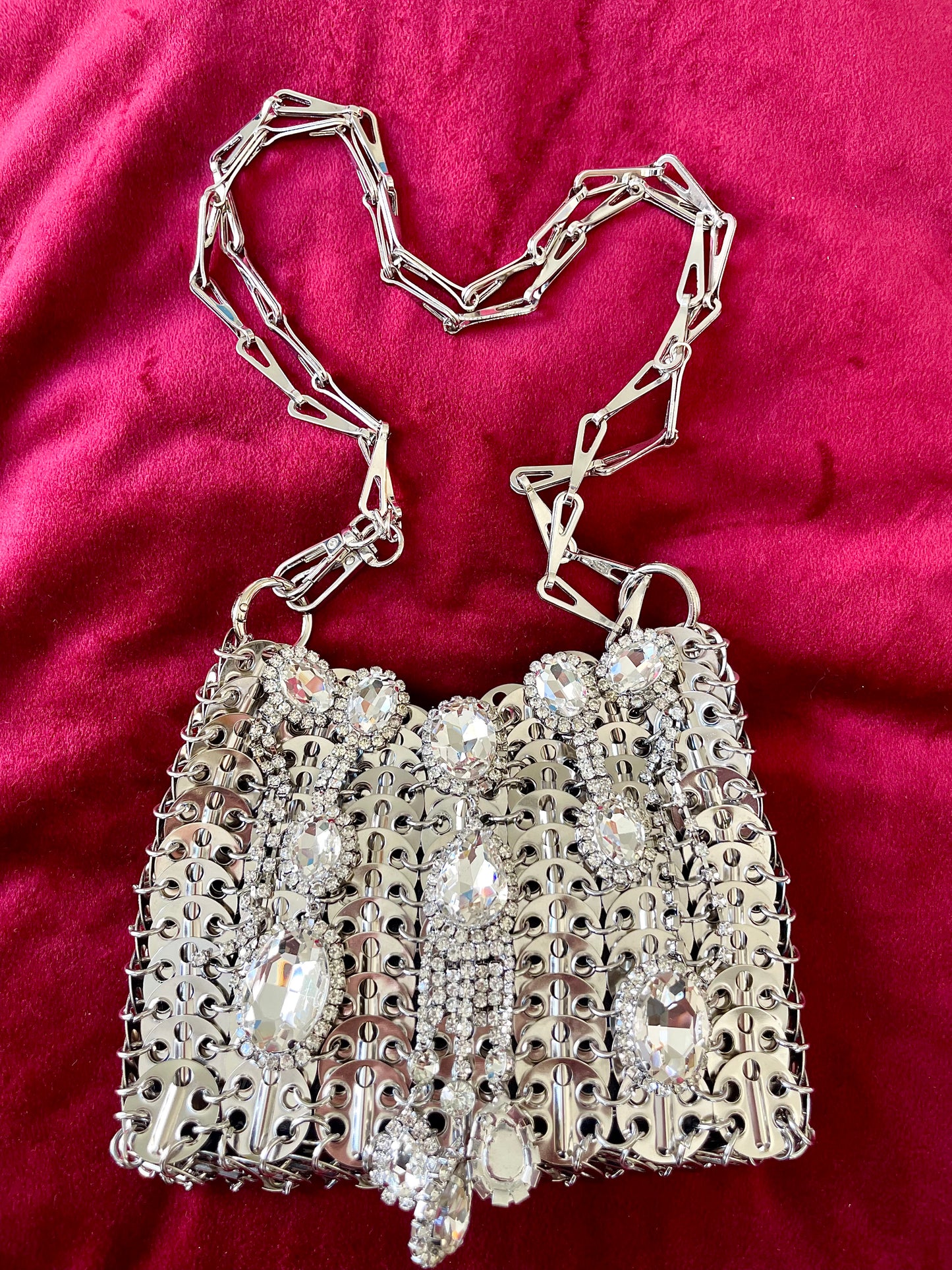 Metal Bag Crystal Charms Phone Holder Style Paco Rabanne ( Style 2 )