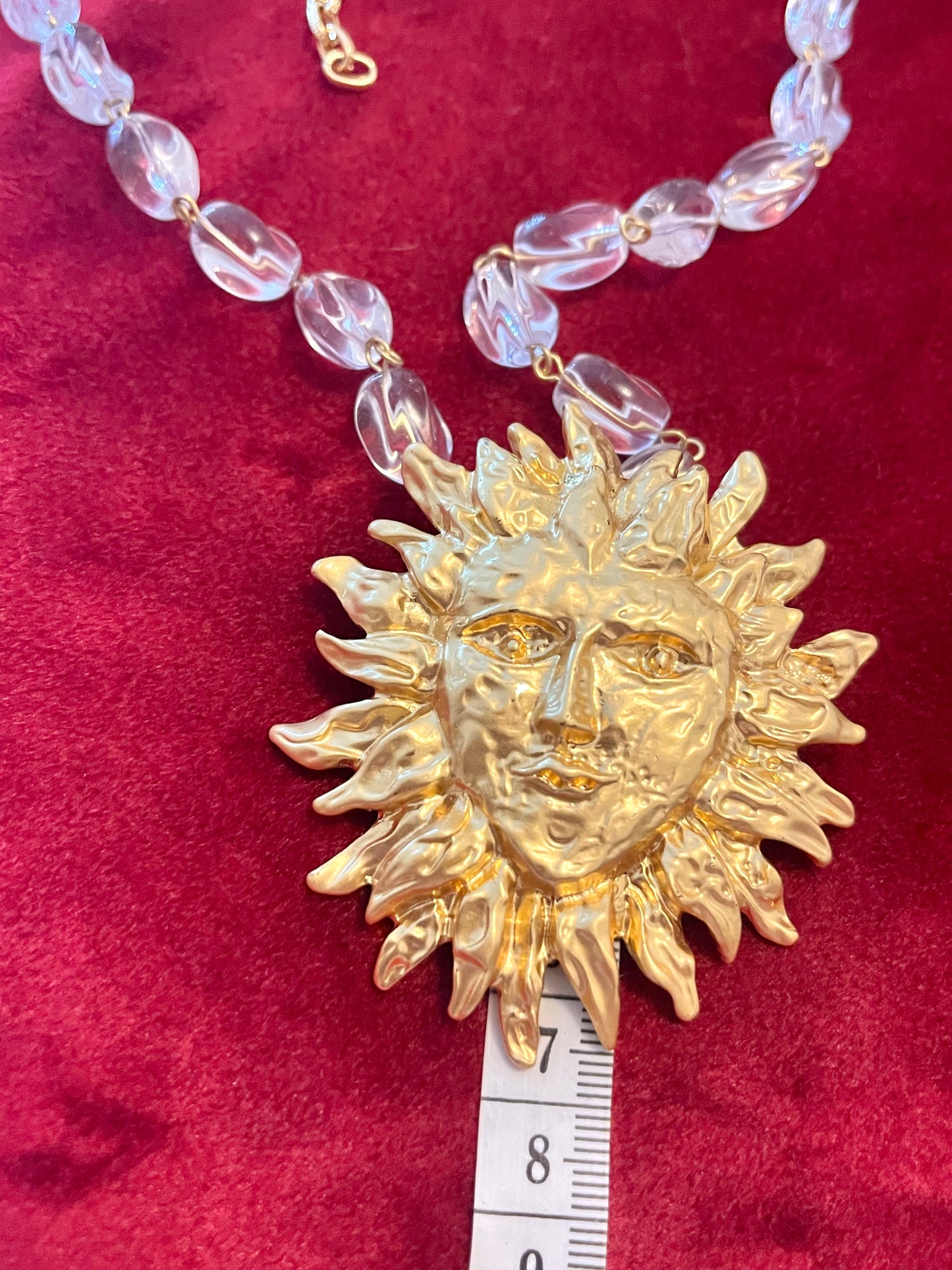 Remake Declaración de diseño vintage de los años 90 Diseño de sol de metal chapado en oro