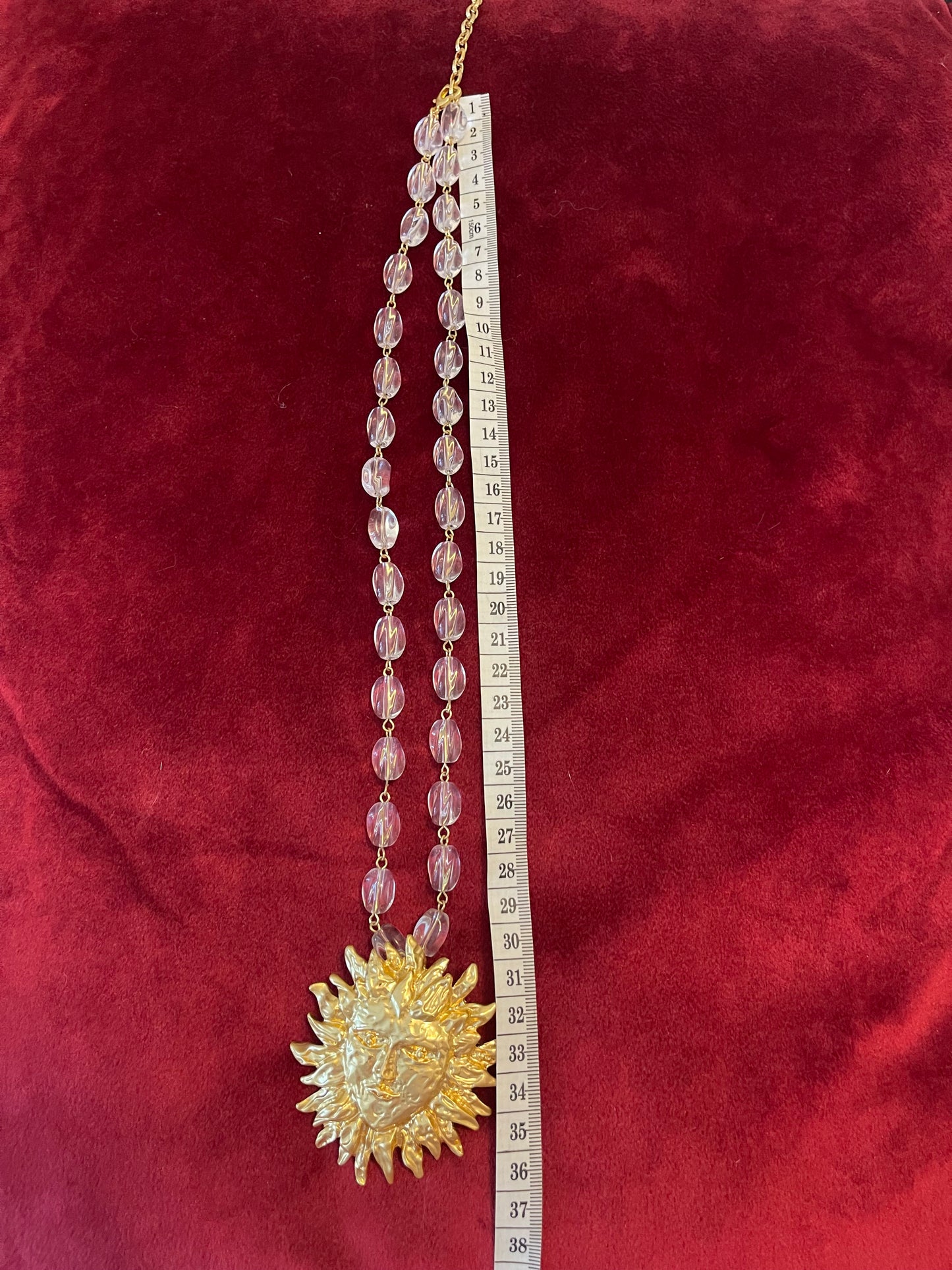 Remake Declaración de diseño vintage de los años 90 Diseño de sol de metal chapado en oro