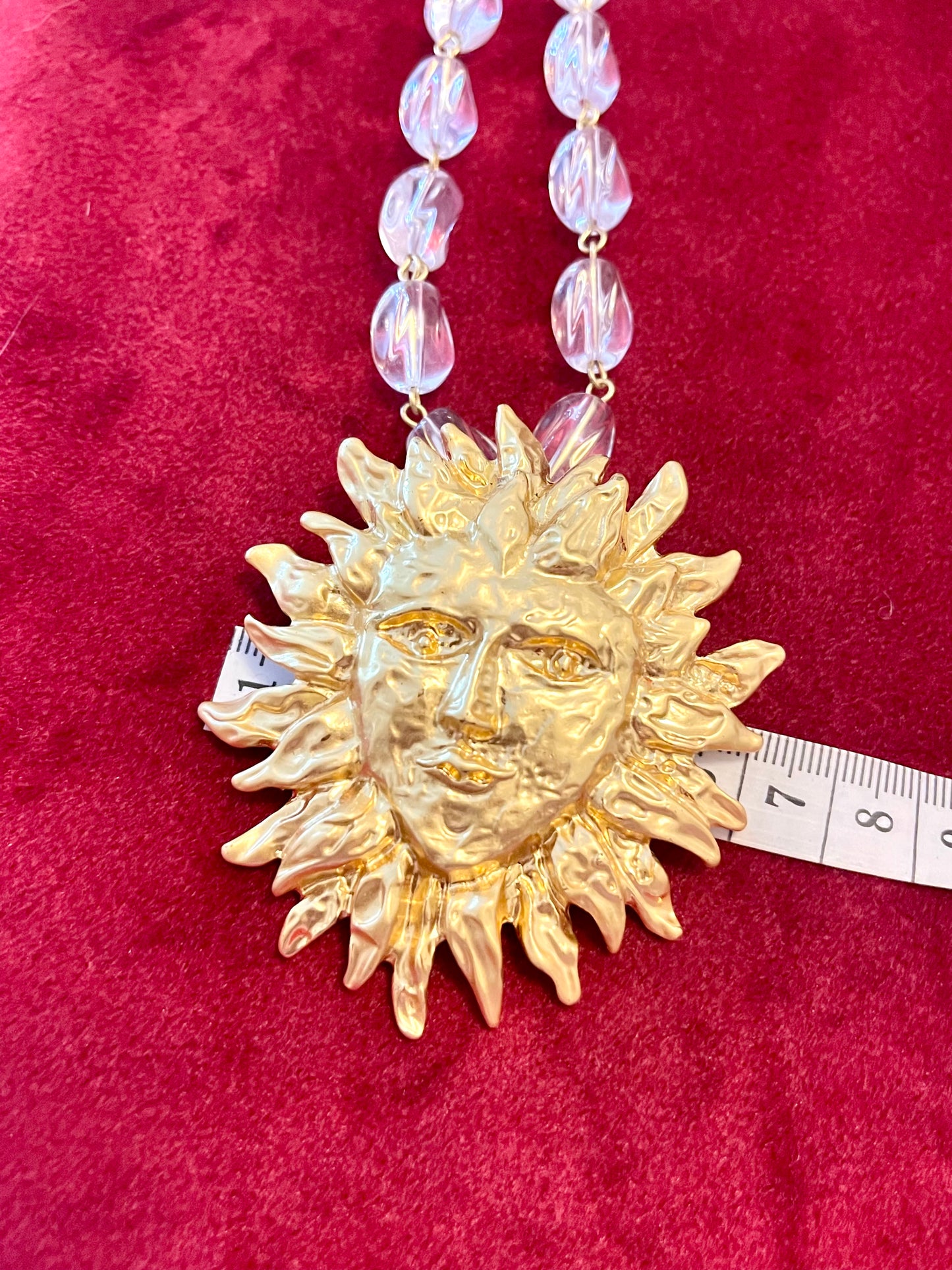 Remake Declaración de diseño vintage de los años 90 Diseño de sol de metal chapado en oro