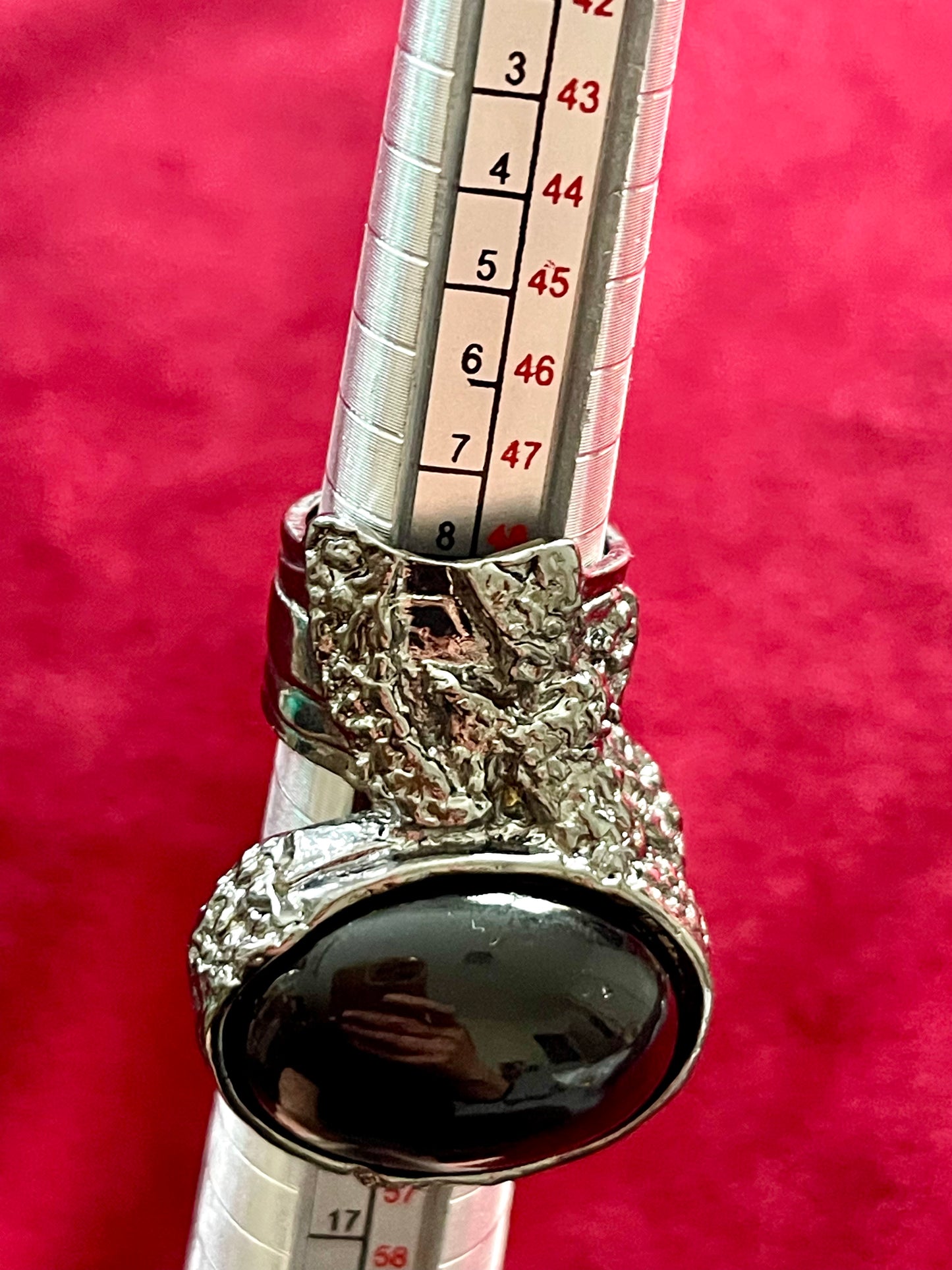 Yves Saint Laurent Vintage Arty Black Stone Dark Grey Metal Ring