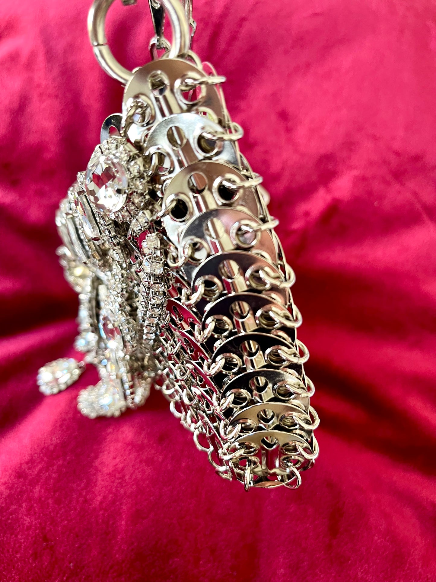 Metal Crystal Charms Bag Phone Holder Style Paco Rabanne