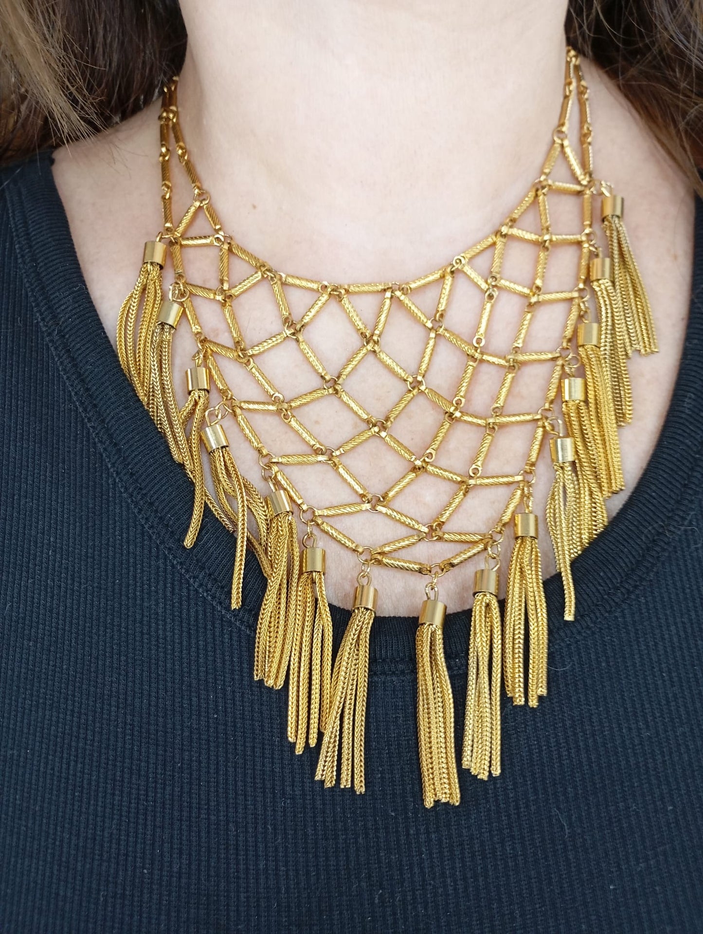 Yves Saint Laurent Rare Authentic Vintage Tassel Multi Chain Necklace