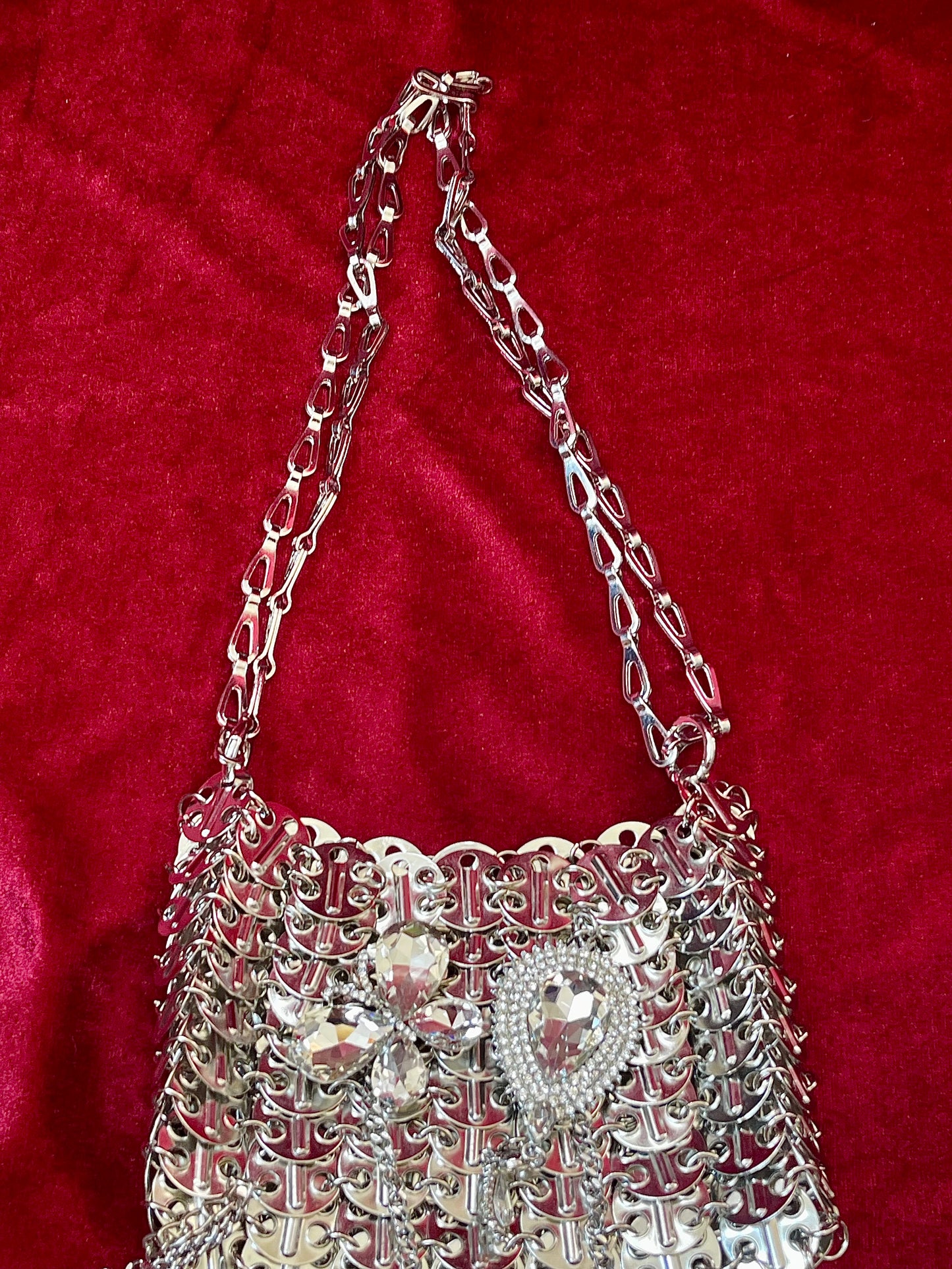 Metal & Dangling Crystal Charms Bag Style Paco Rabanne
