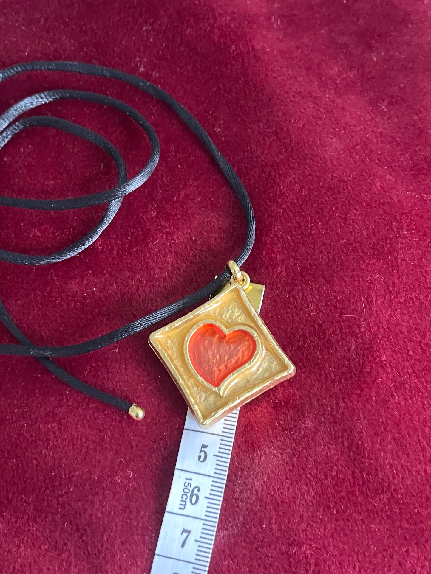 YSL Orange Heart Solid Vintage Opium Perfume Pendant Necklace