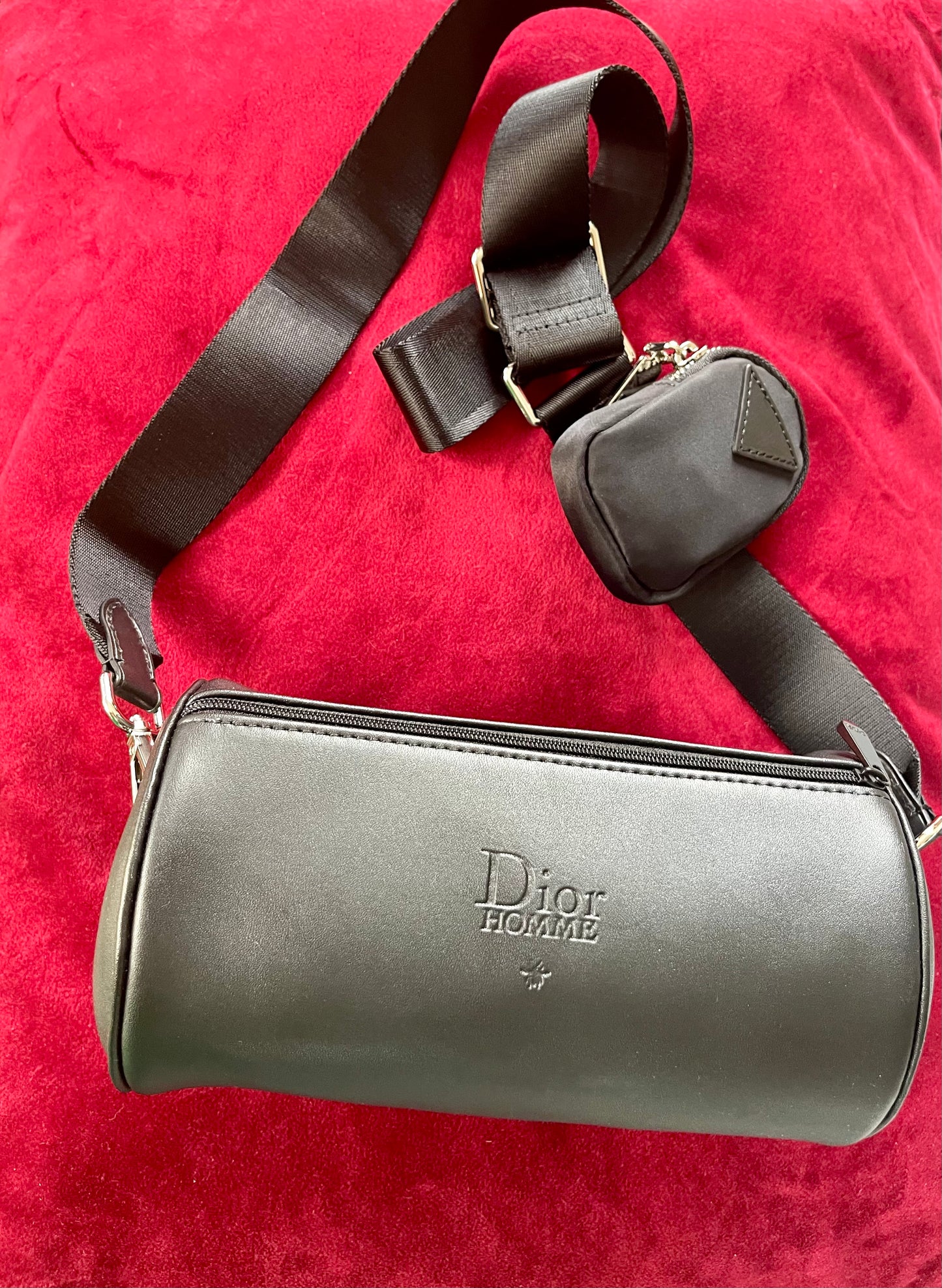 Dior Homme Women bags D -Bee accessories brooch black leather modified Prada strap crossbody shoulder Fanny pack