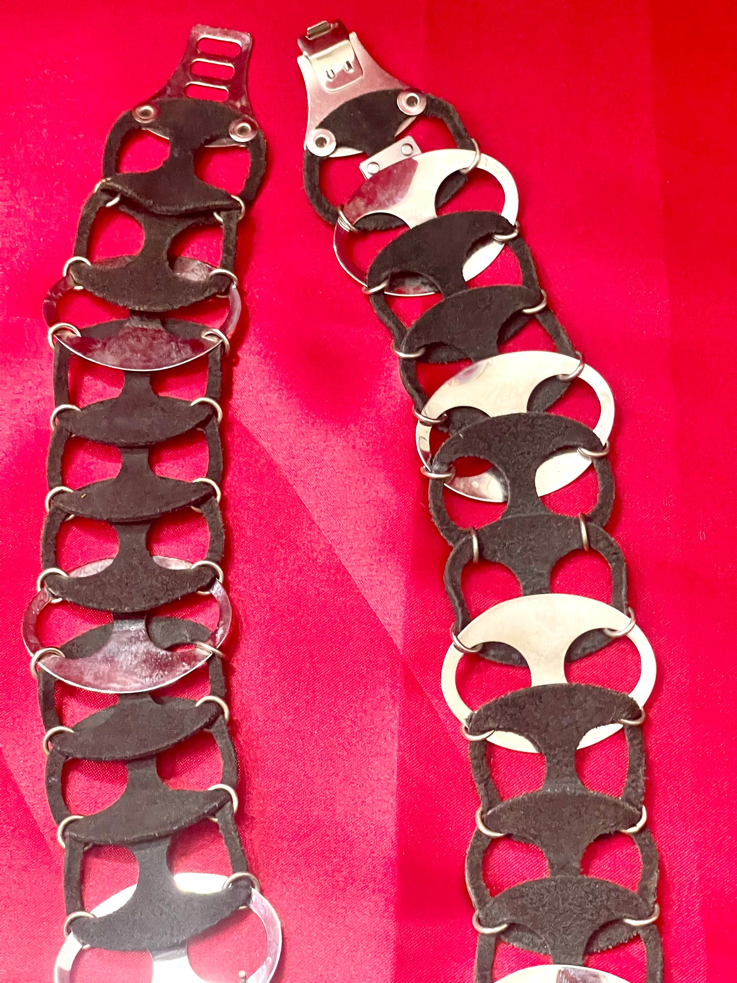 Paco Rabanne Vintage Leather Metal Hoops Belt