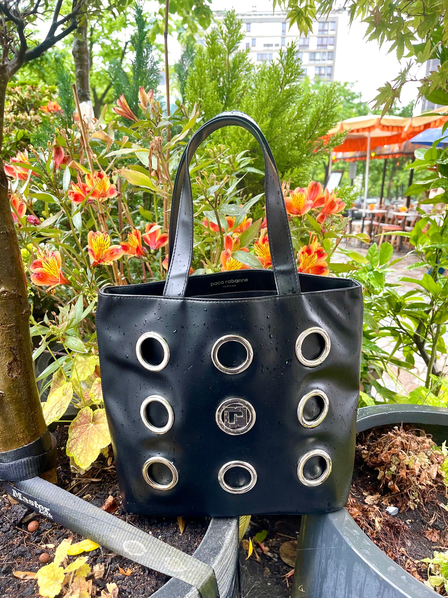 Paco Rabanne Black Vegan Leather Tote Bag