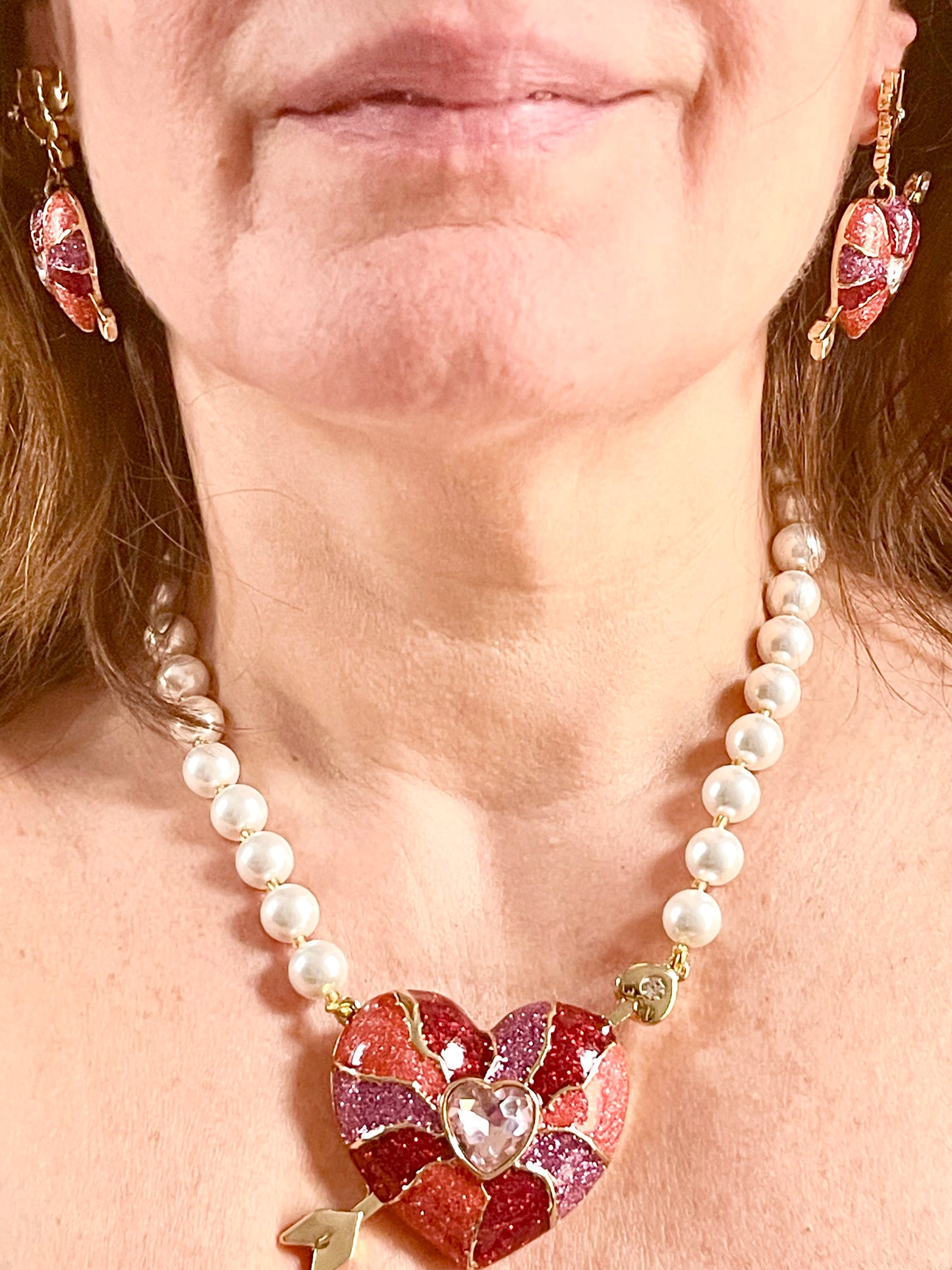 Ensemble de bijoux Statement Love Cubid Style Haute Couture Oscar De La Renta Betsey Johnson